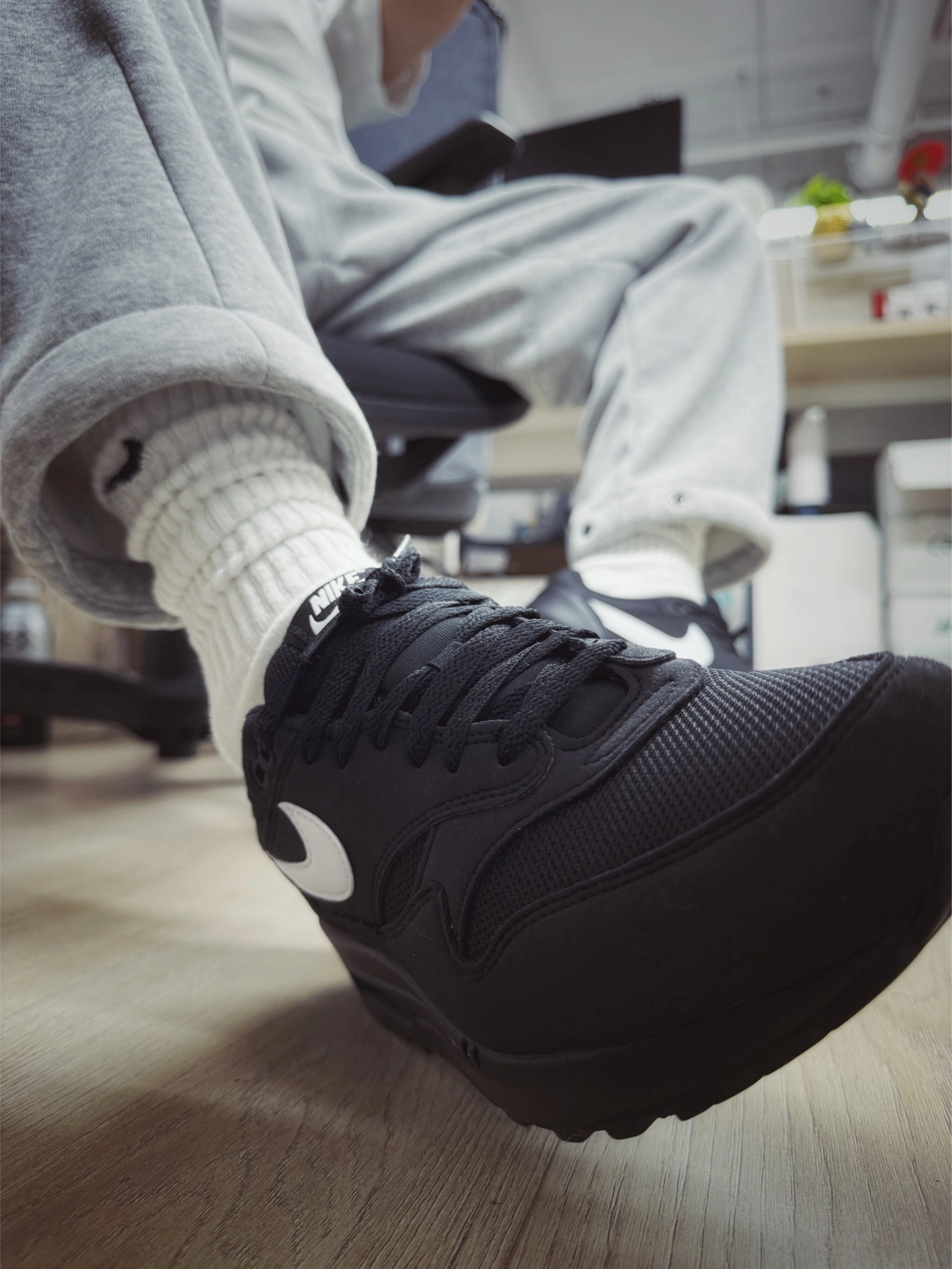 custom review-Nike Air Max 1 Abrasion Resistant Низкий Топ Повседневные Беговые кроссовки Мужские Черно-белые