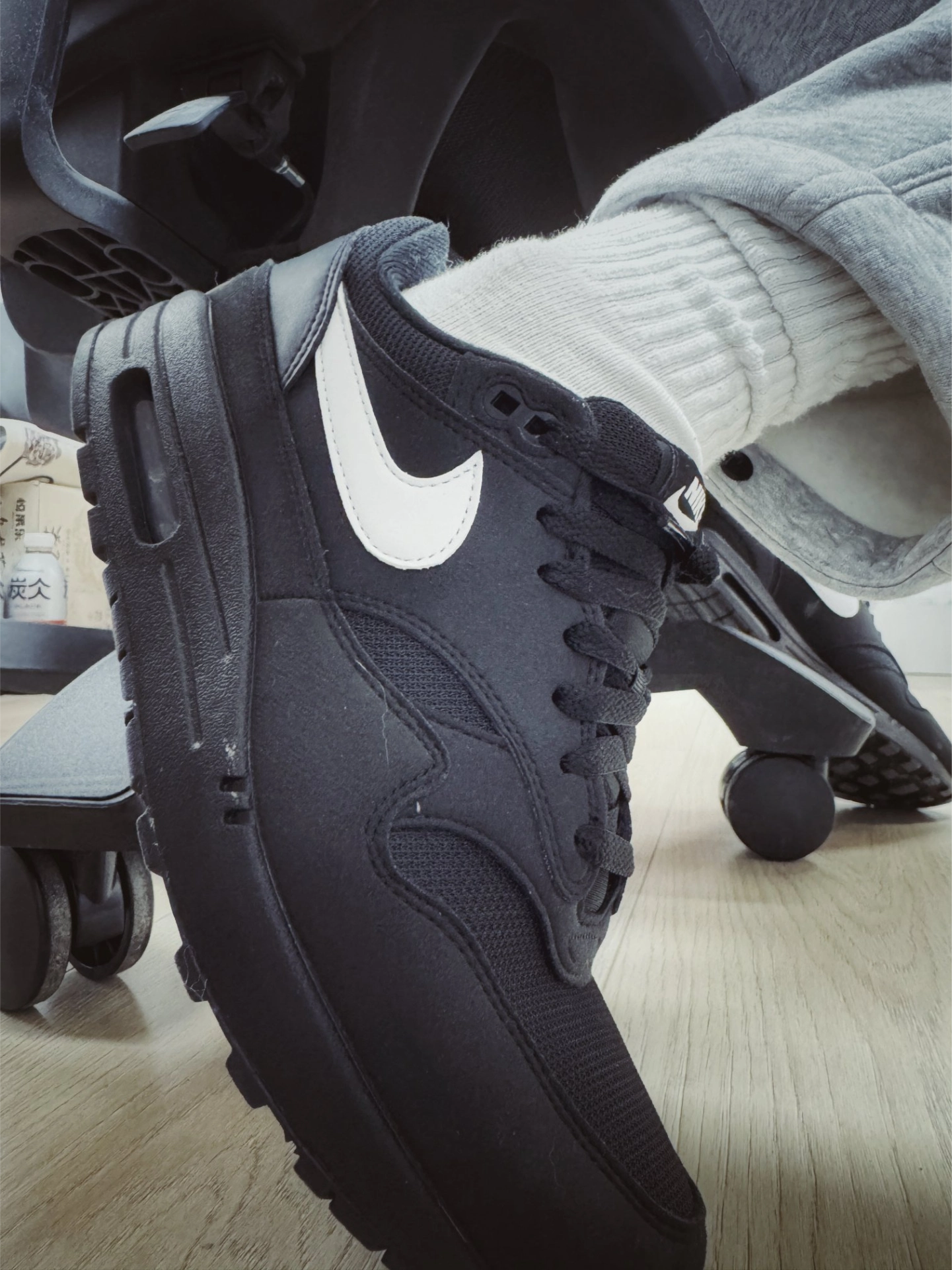 custom review-Nike Air Max 1 Abrasion Resistant Низкий Топ Повседневные Беговые кроссовки Мужские Черно-белые