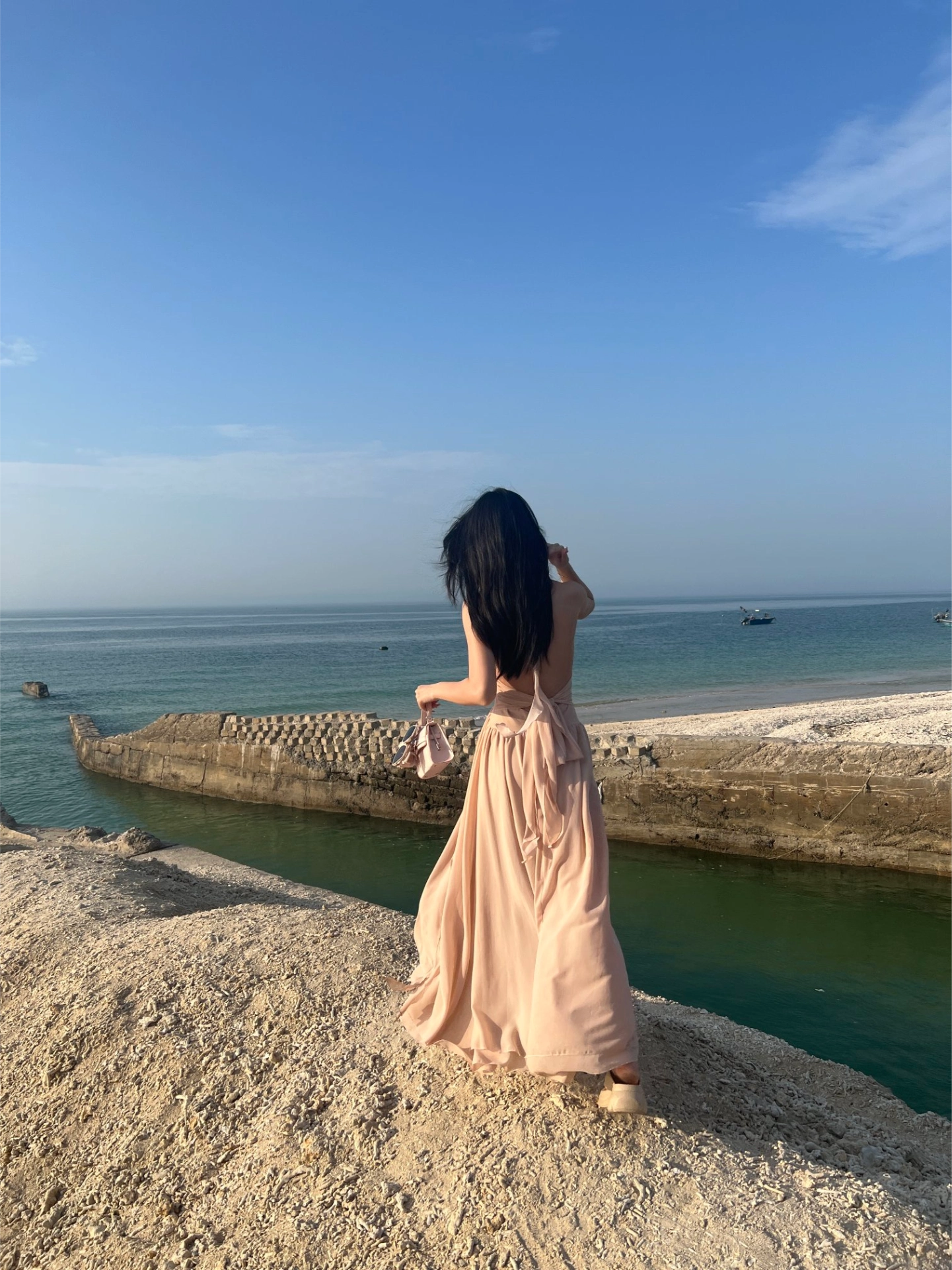 🌊 海边粉色女神裙