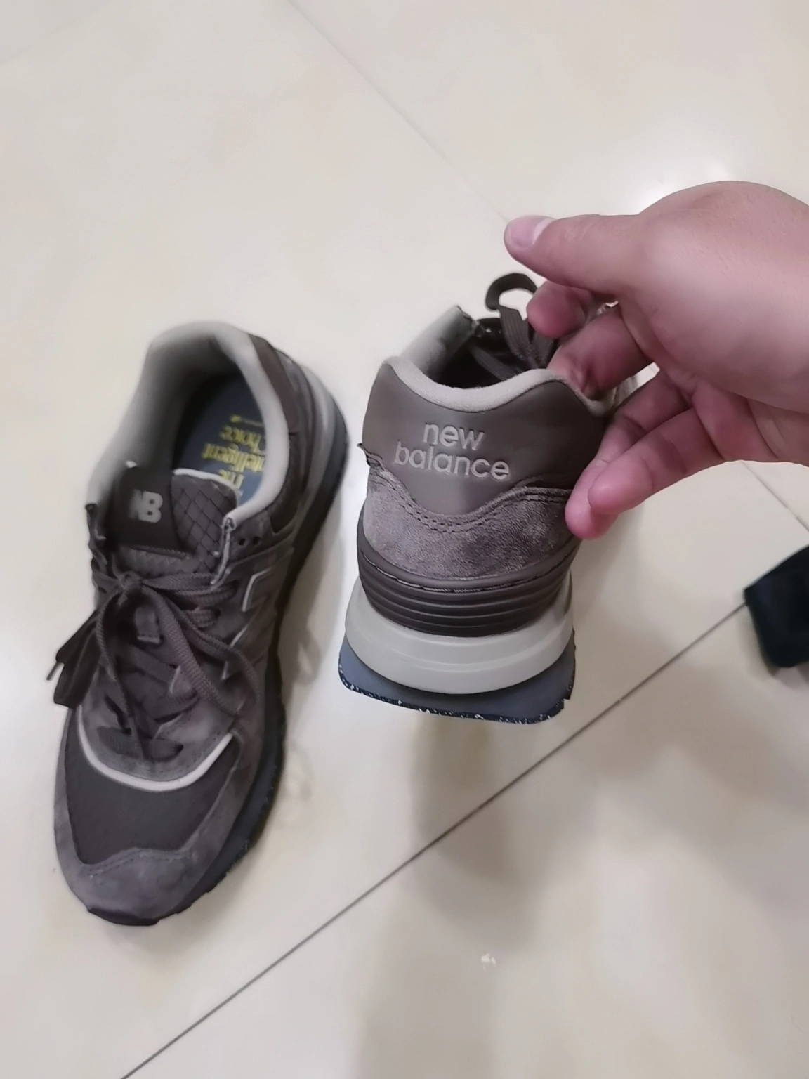 custom review-New Balance NB 574 Устойчивый к истиранию Низкий Топ Повседневная обувь Мужская Серый Коричневый