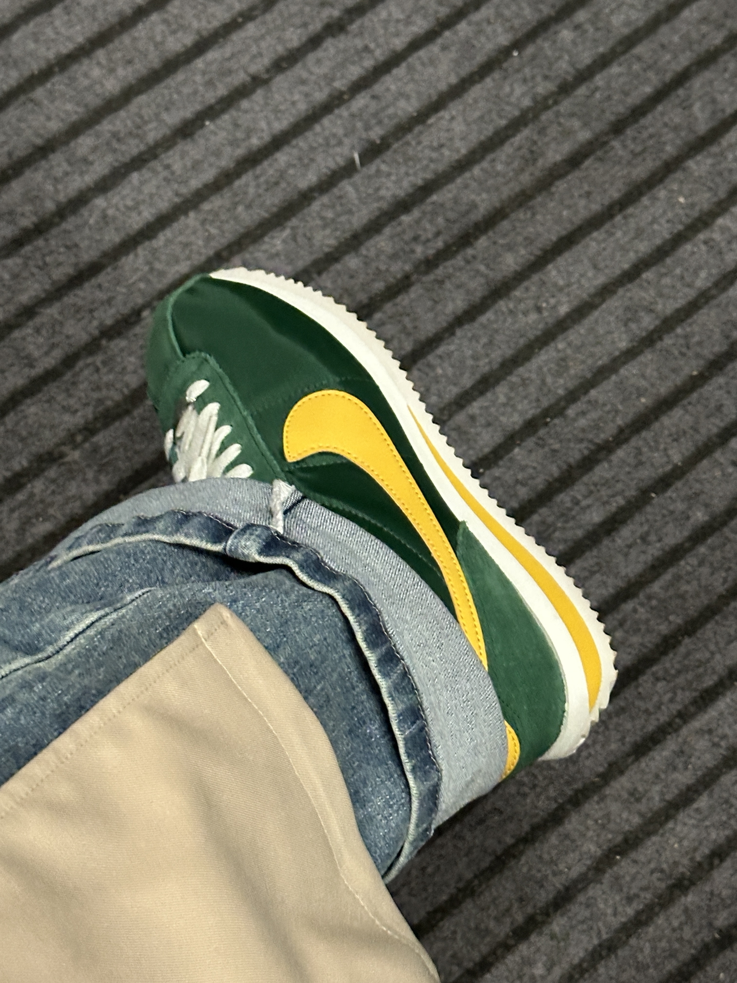 custom review-Nike Cortez Low Топ Повседневный Городской Коммутер Беговые кроссовки Мужской Зеленый Желтый