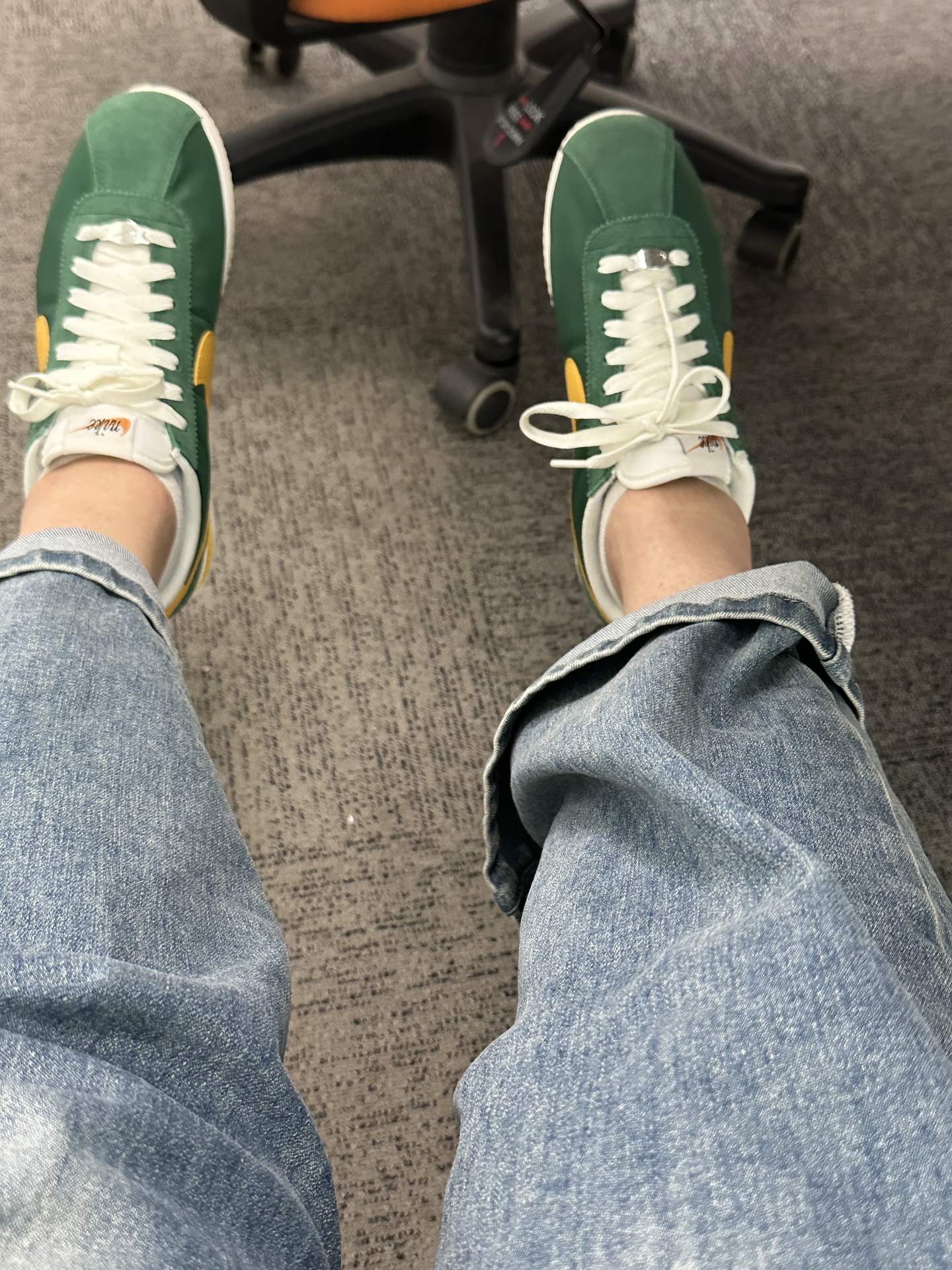 custom review-Nike Cortez Low Топ Повседневный Городской Коммутер Беговые кроссовки Мужской Зеленый Желтый