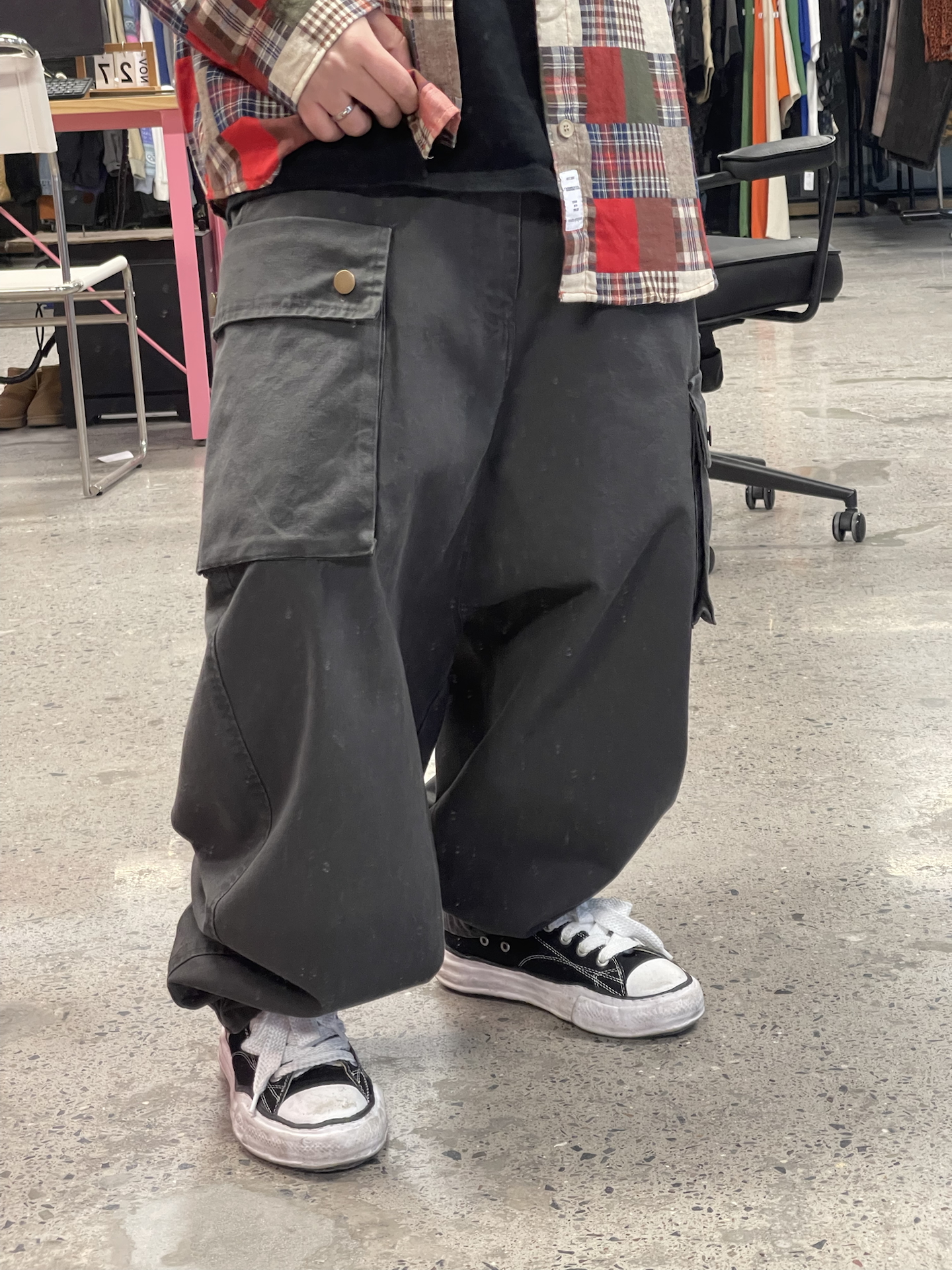 水洗褪色帆布哈伦工装裤