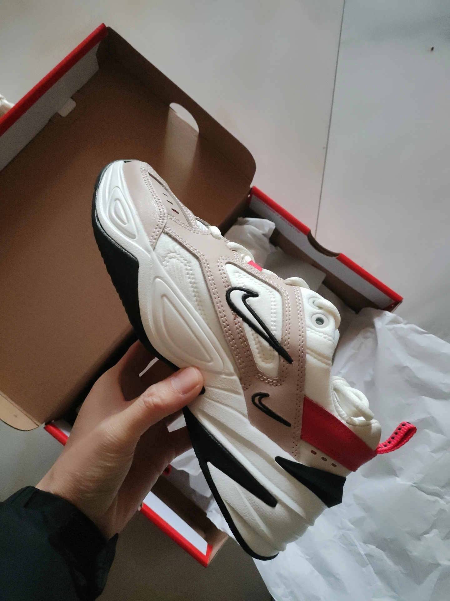 custom review-Nike M2K Tekno Low Топ Толстоподошвенные кроссовки Женские Белые Молочно-чайный