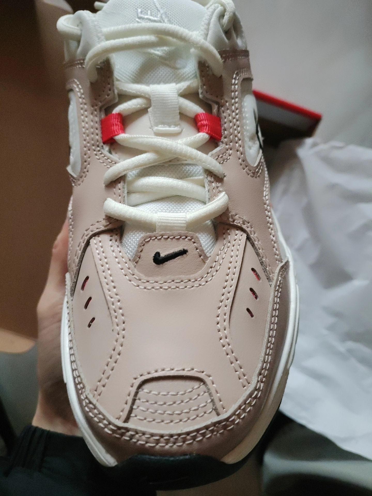 custom review-Nike M2K Tekno Low Топ Толстоподошвенные кроссовки Женские Белые Молочно-чайный