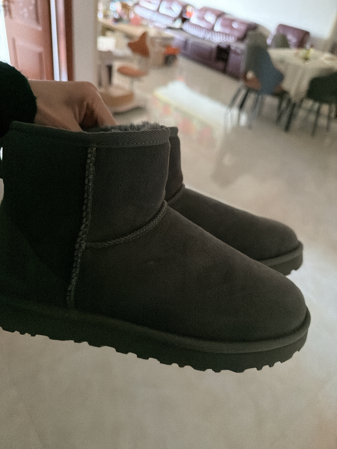 custom review-UGG CLASSIC MINI Термостойкие противоскользящие короткие снегобутсы женские серые