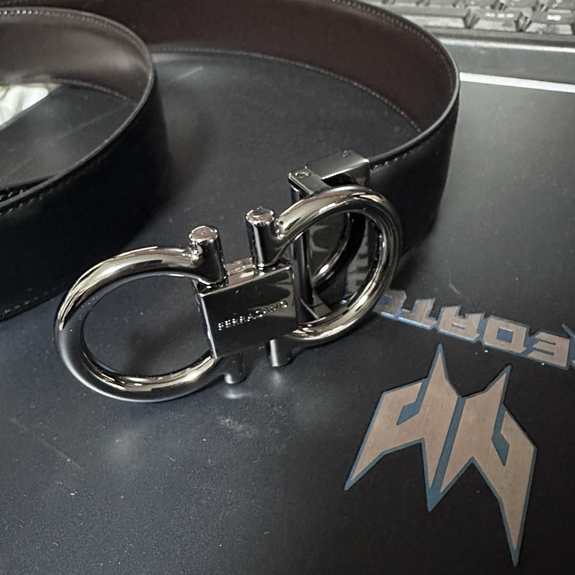 custom review-Ferragamo Ремни из коровьей кожи Мужской Черный Орех Ширина 3,5 см