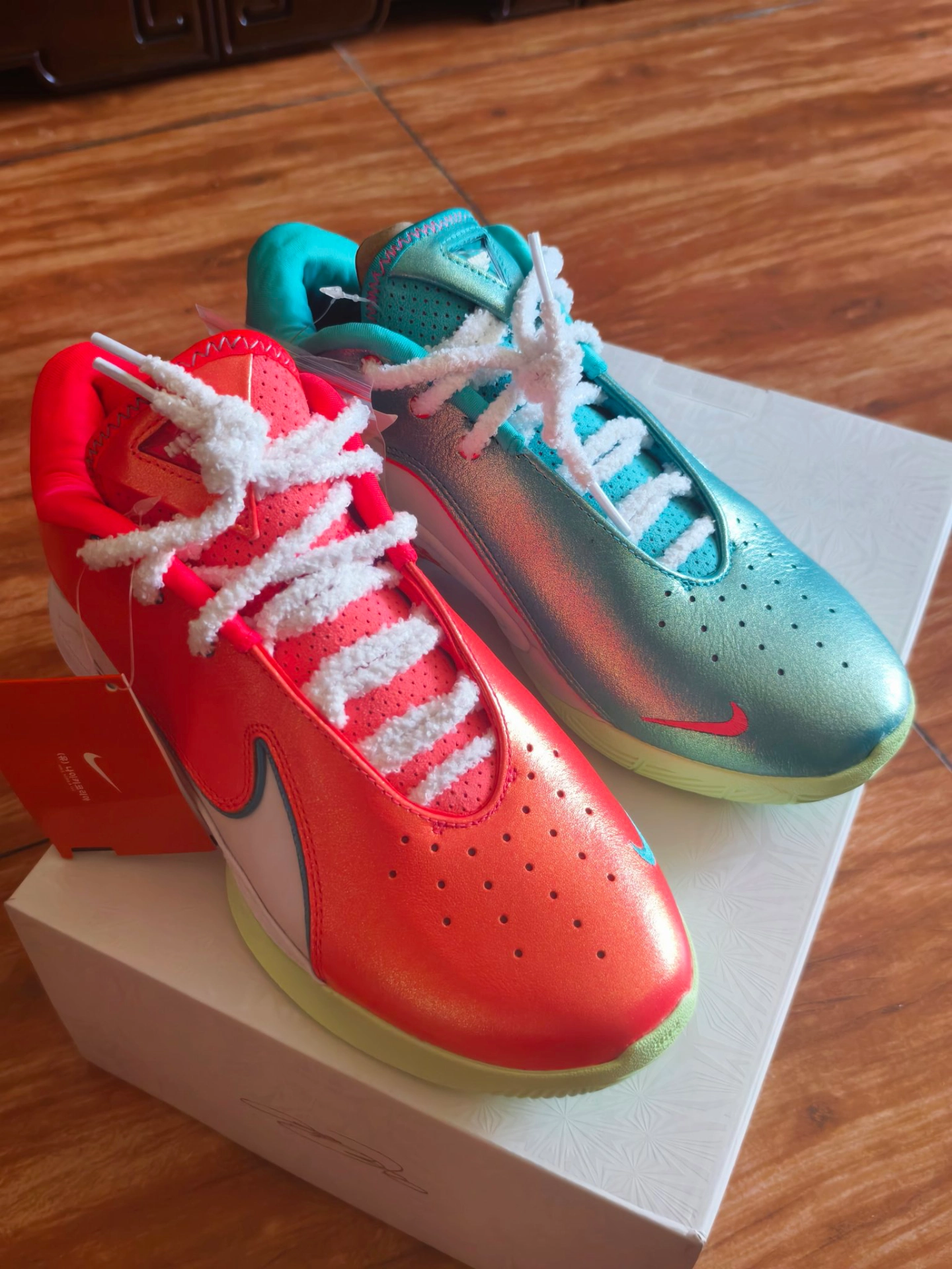 custom review-Nike LeBron 22 Амортизаторы Slip-resistant устойчивые к истиранию Низкий топ Баскетбольные кроссовки Мужские Зеленый Белый Красный