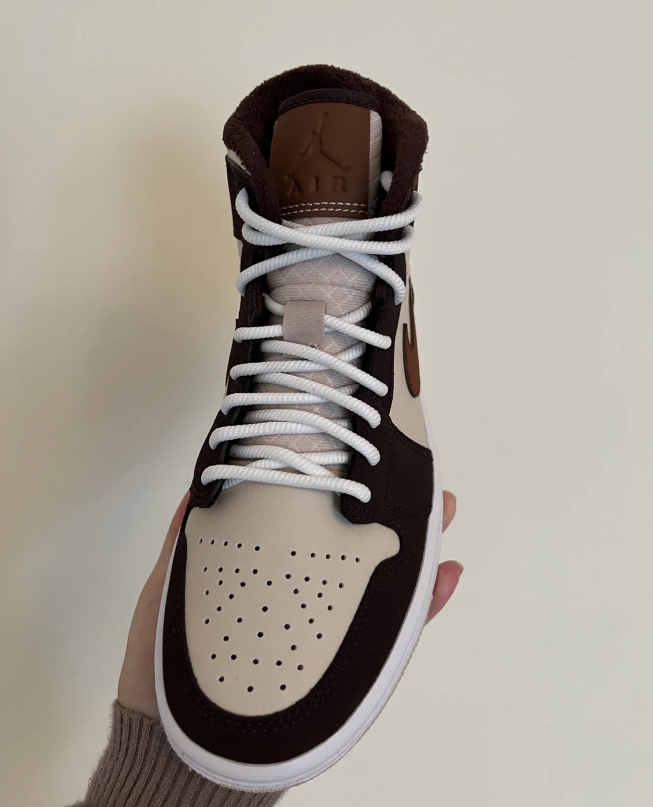 custom review-Jordan Air Jordan 1 MID SE 'Крем Темный шоколад' MID Топ Винтажные баскетбольные кроссовки Женские Коричневый