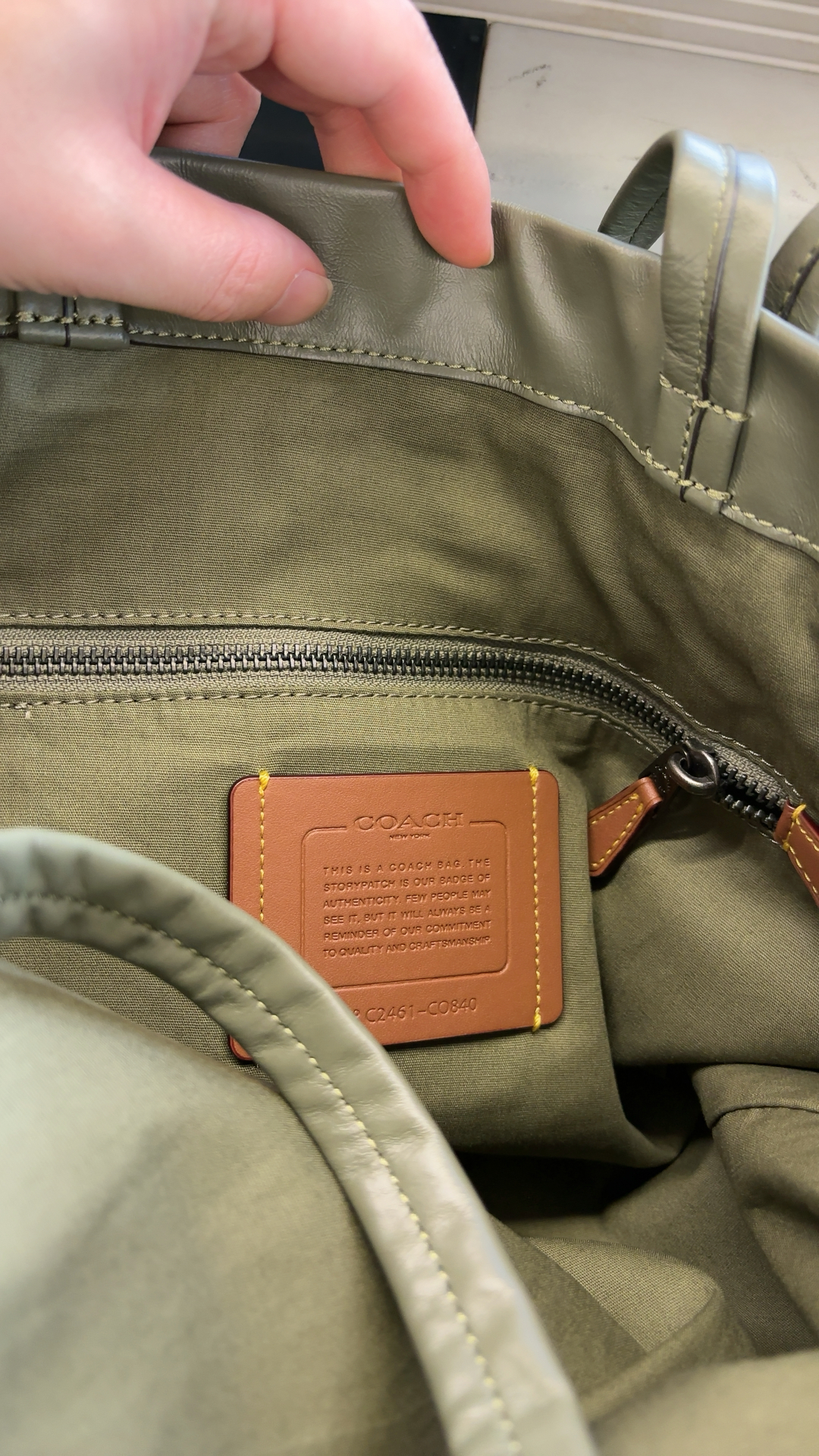 custom review-COACH Коровья кожа Тоут Сумка Сумка для покупок Сумка Сумка через плечо Большая мужская армейская зеленая