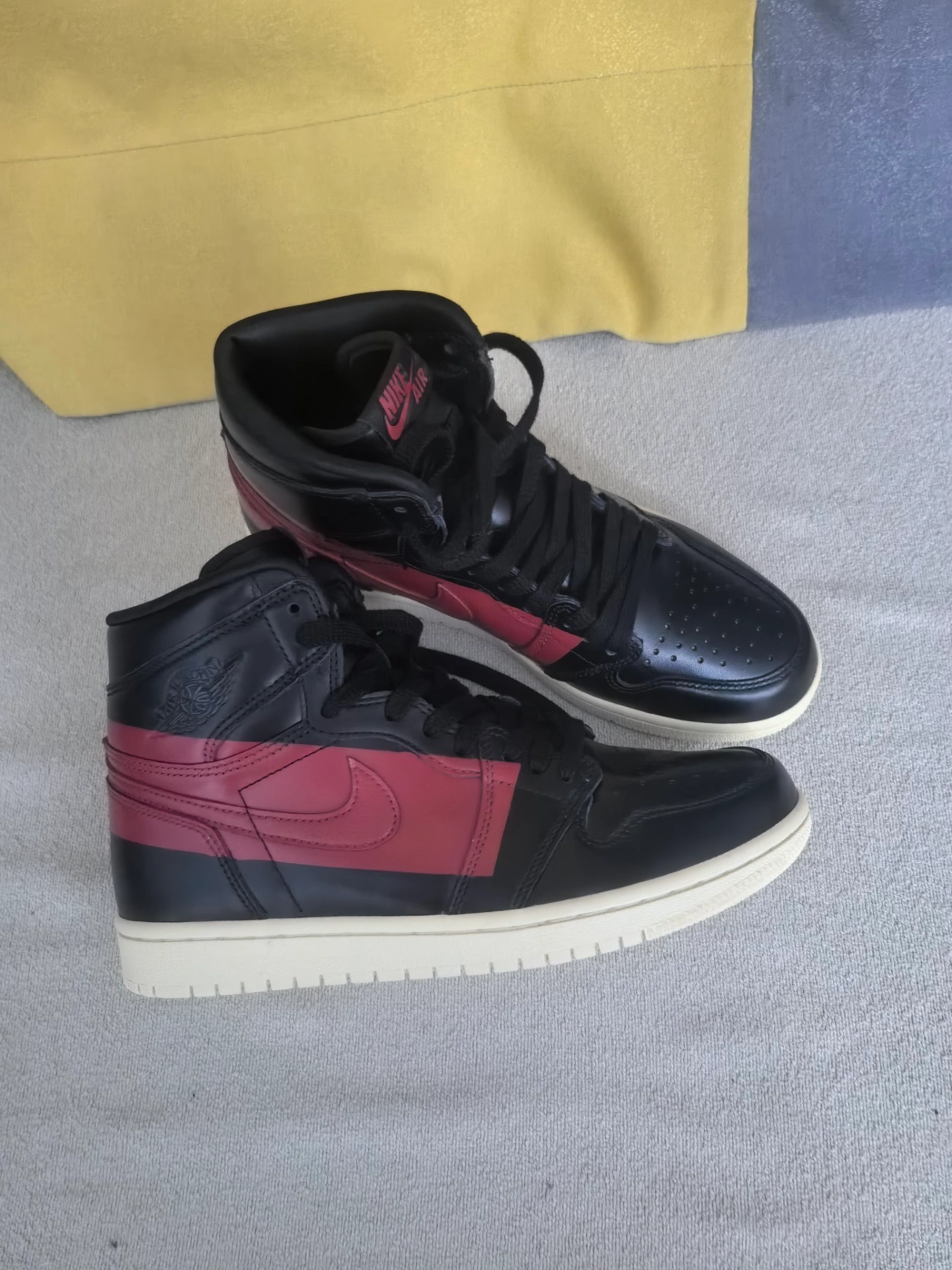 custom review-Jordan Air Jordan 1 Defiant 'Couture' Banned Theme High Топ Винтажные баскетбольные кроссовки Мужской Красный черный Выпуск 2019 года