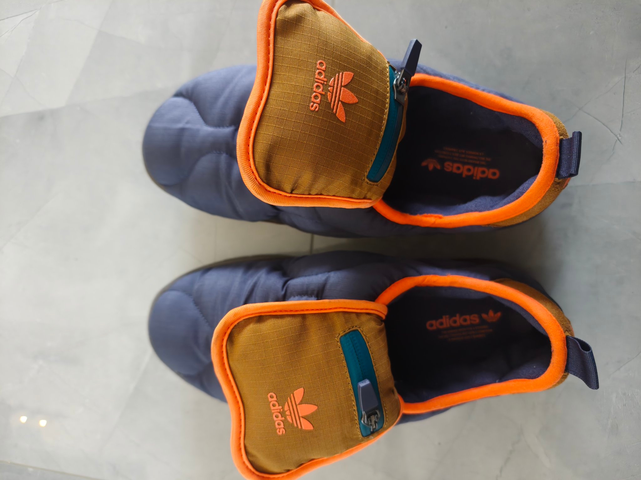 custom review-Adidas Originals Puffylette Slip Resistant Abrasion Resistant Низкий Топ Повседневная Обувь Унисекс Коричневый Синий