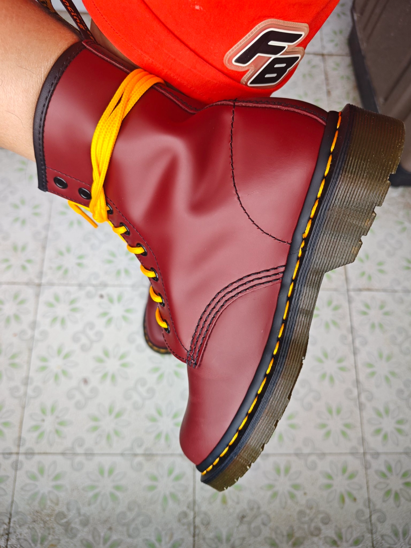 custom review-Dr.Martens 1460 Кожа Короткий MID Голень Мартин Ботинок Мужской Вишнево-Красный