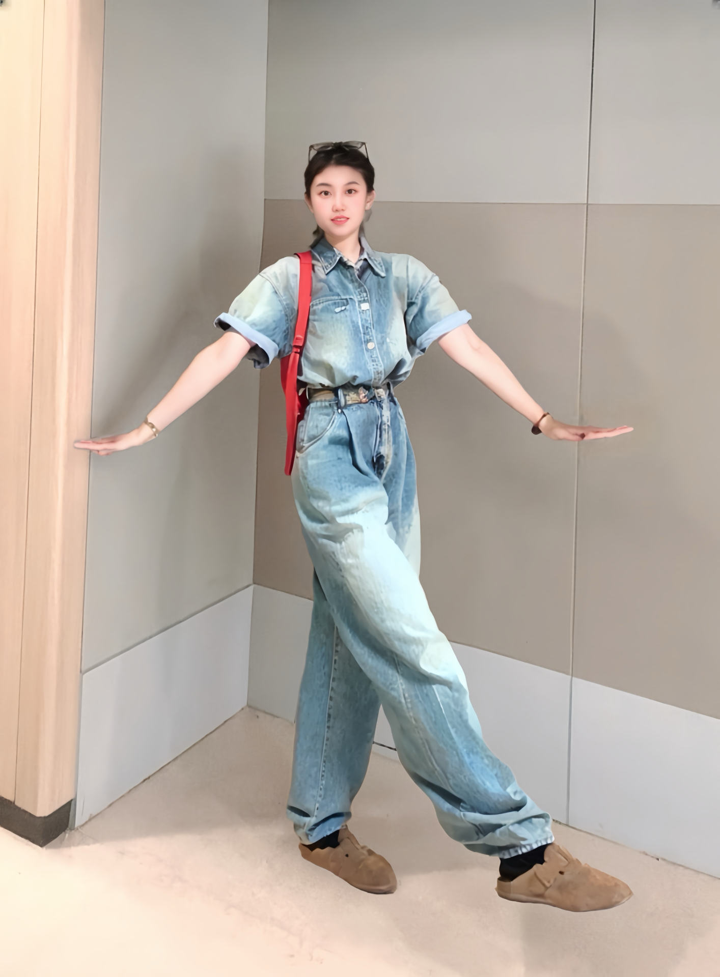 韩系做旧复古牛仔连衣裤👖