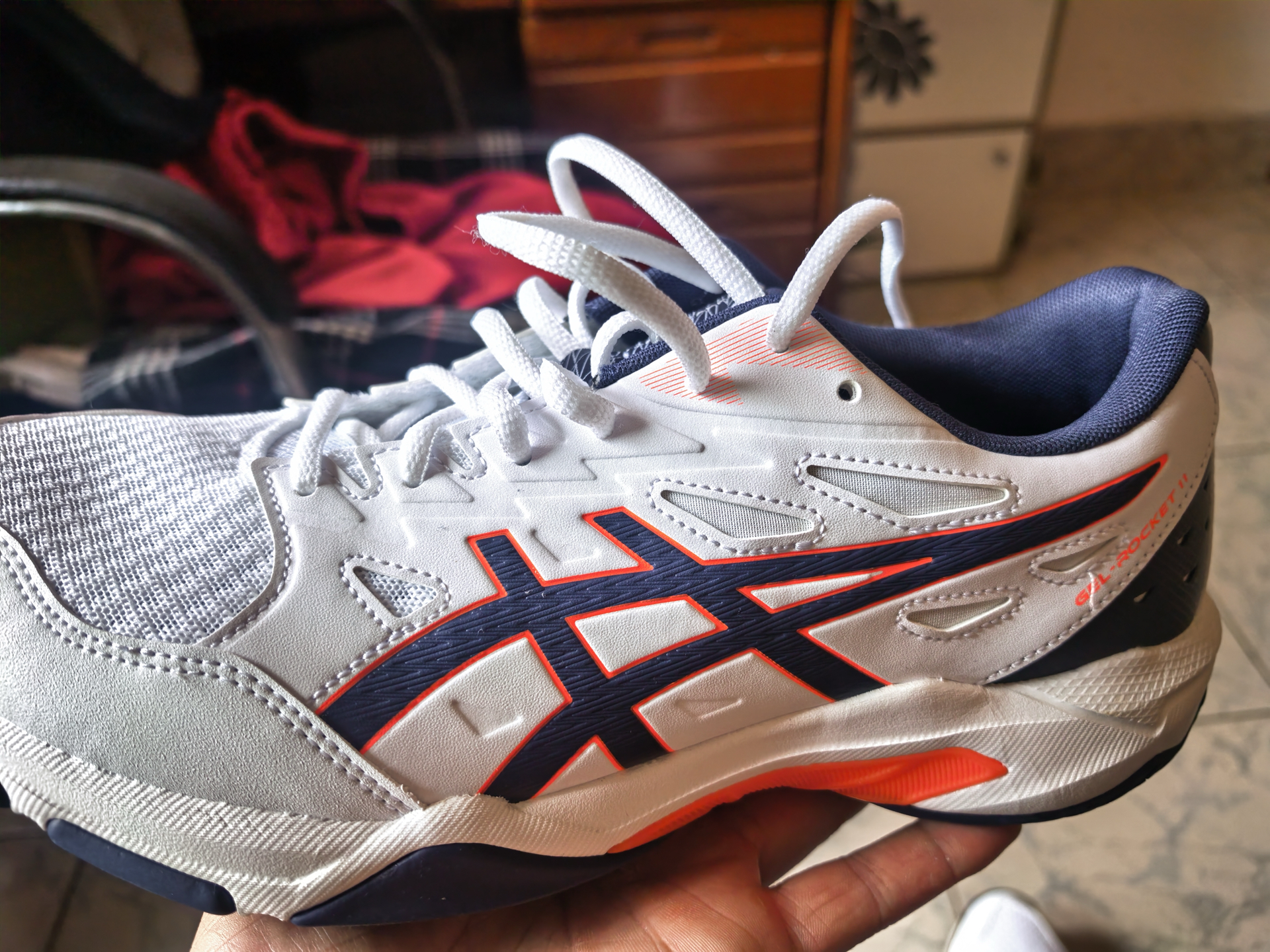 custom review-Asics Gel Rocket 11 Устойчивые к абразиву Низкие Кроссовки для тренировок Мужские Белые 2E Ширина