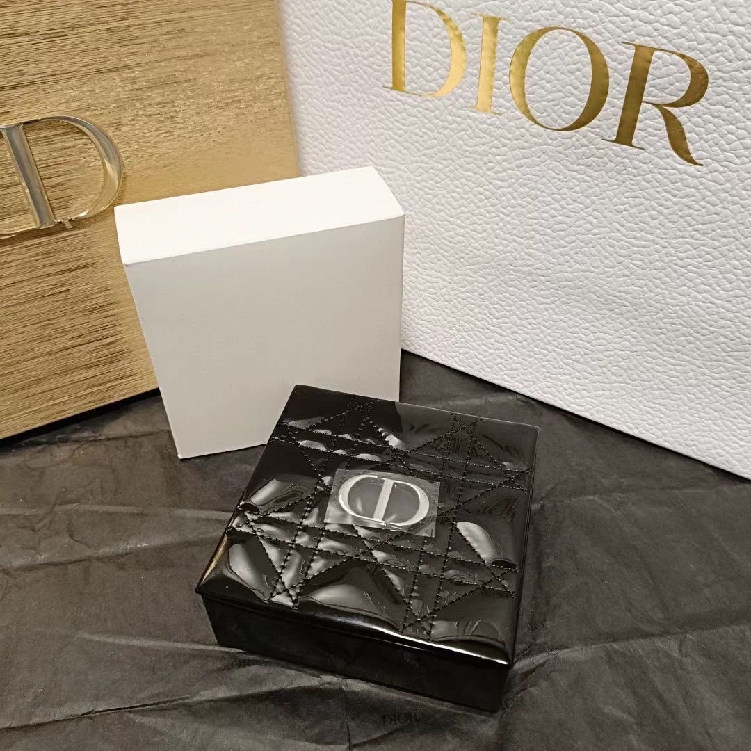 custom review-DIOR Ярко-голубой Золотой Двойной Пачка Помада Плетеный Узор Кожа Коробка Набор Макияжа Бархат