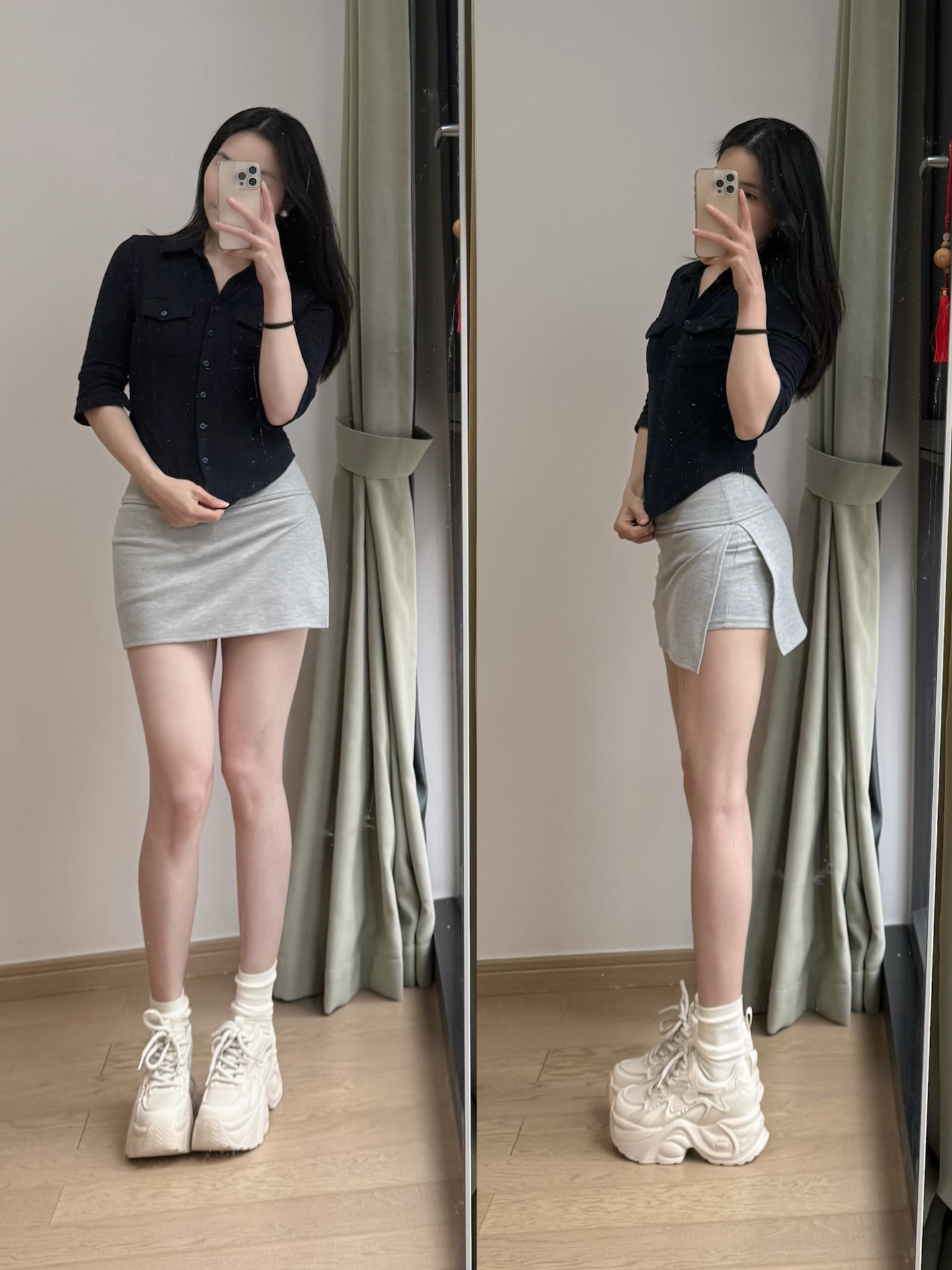 包臀裙➕老爹鞋怎么不心动呢💗