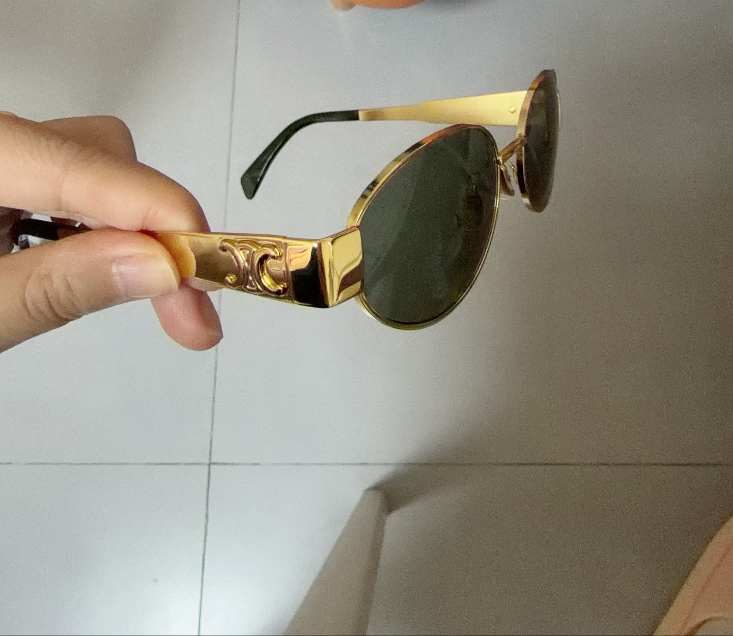 custom review-CELINE Солнцезащитные очки OVAL с металлическим покрытием унисекс