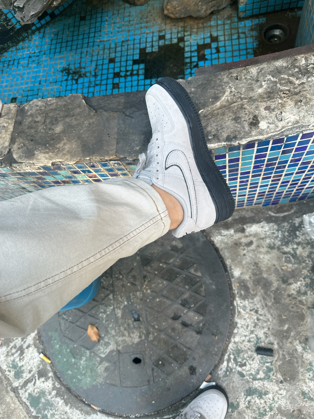 custom review-Nike Air FORCE 1 Slip-on Устойчивый к истиранию Низкий Топ Скейтбординг Мужской Серый