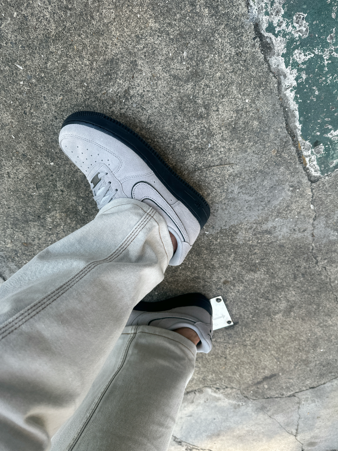 custom review-Nike Air FORCE 1 Slip-on Устойчивый к истиранию Низкий Топ Скейтбординг Мужской Серый