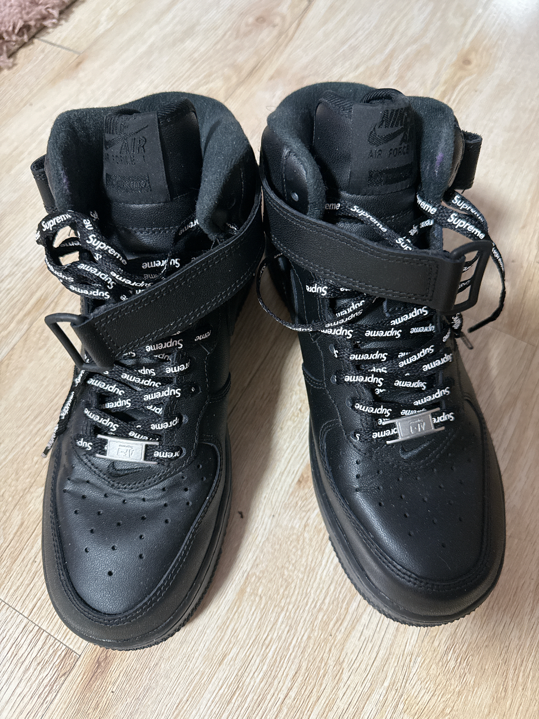 custom review-Supreme x Nike Air Force 1 Slip Resistant Abrasion Resistant MID Топ Скейтборд Кроссовки Унисекс Черный