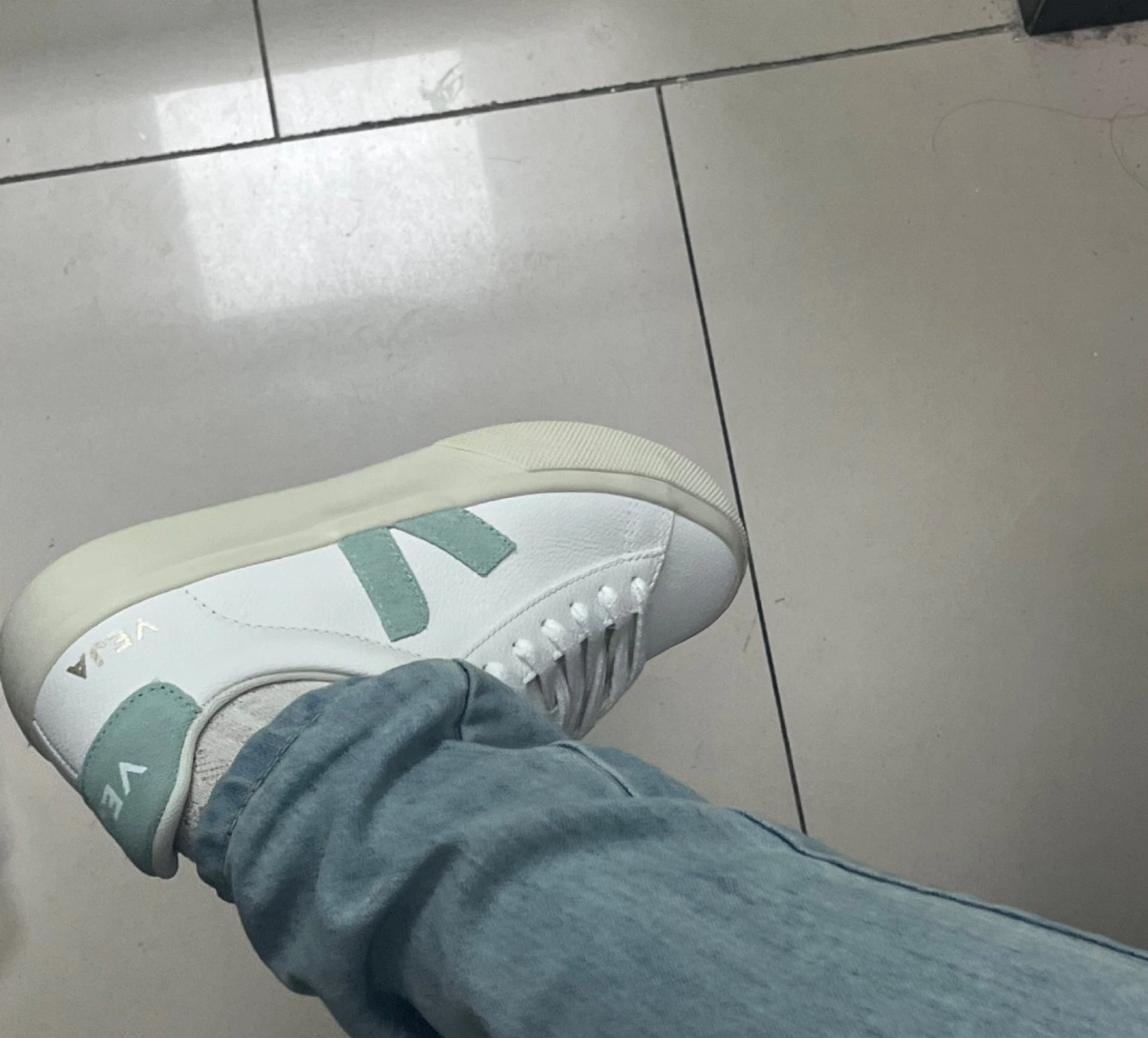 custom review-VEJA Campo Кожа Низкий Верх Стильная Обувь для Скейтбординга Унисекс Белый Зеленый