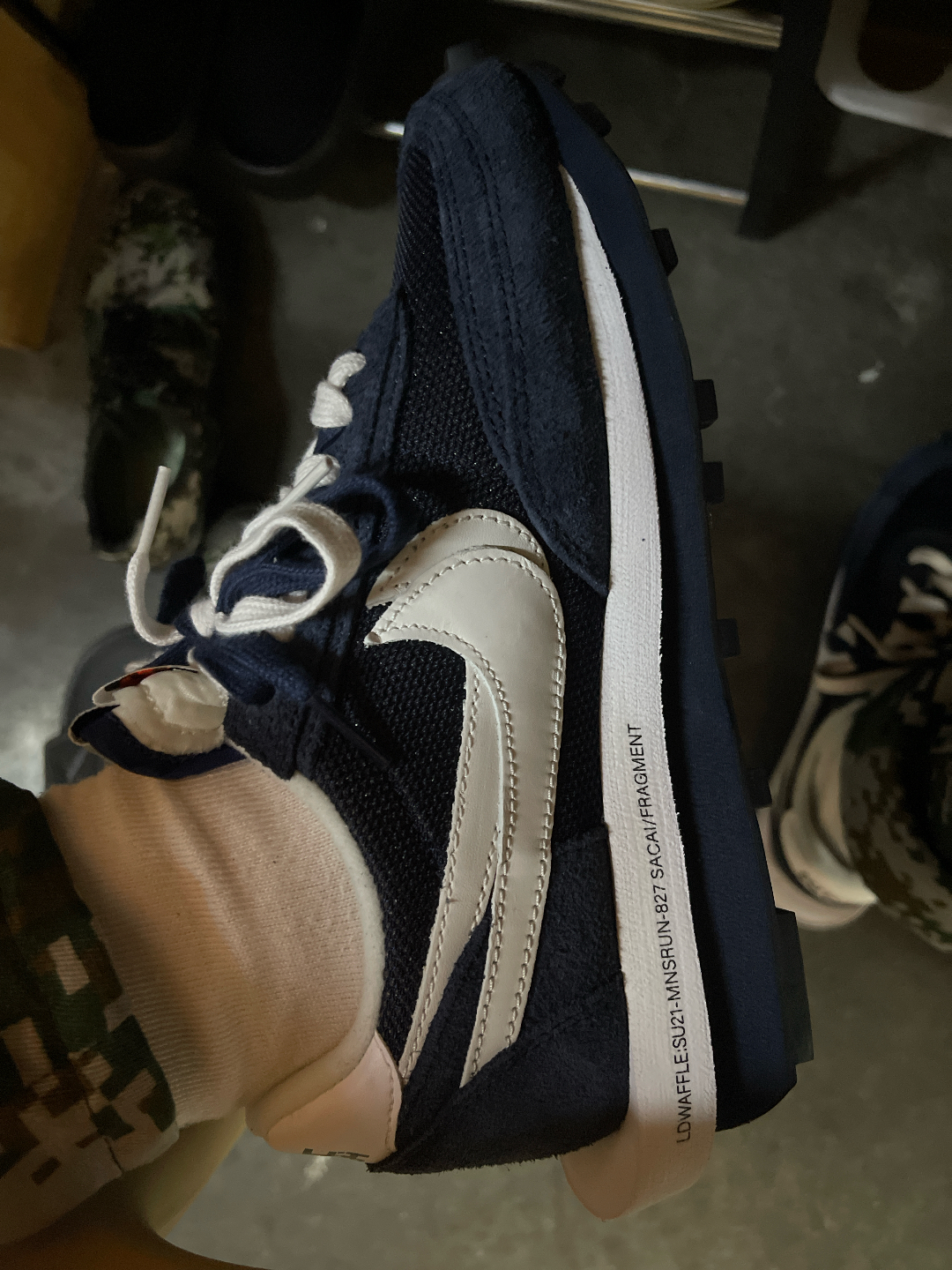 custom review-Fragment Design X Sacai X Nike LDWaffle 'Blackened Синий' Низкие кеды Waffle Унисекс Темно-синий