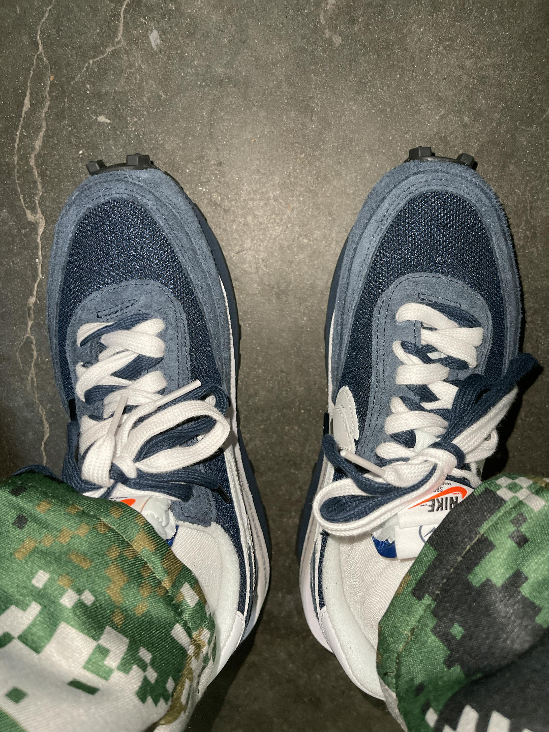 custom review-Fragment Design X Sacai X Nike LDWaffle 'Blackened Синий' Низкие кеды Waffle Унисекс Темно-синий