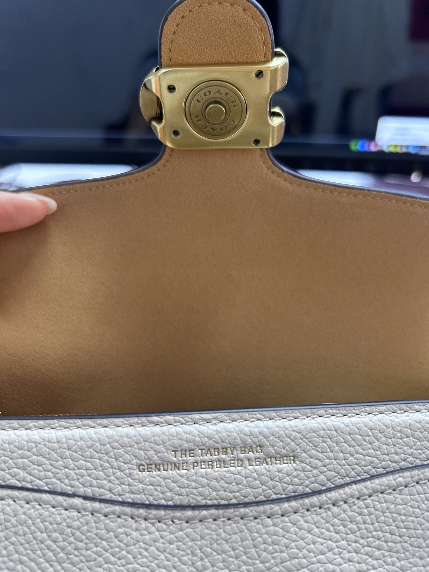 custom review-COACH Tabby Зернистая кожа личи кожа портативный сумка через плечо маленькая женская крем