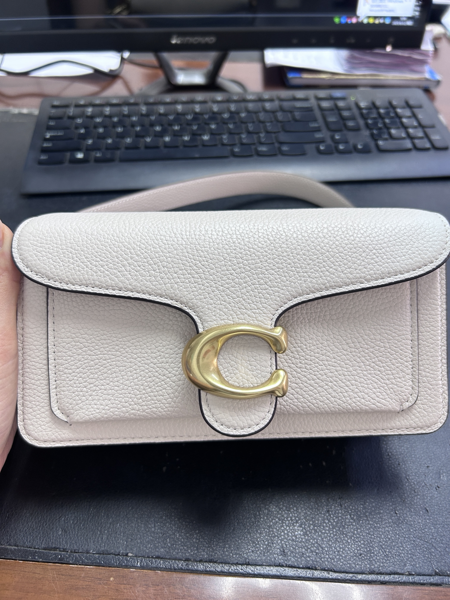 custom review-COACH Tabby Зернистая кожа личи кожа портативный сумка через плечо маленькая женская крем