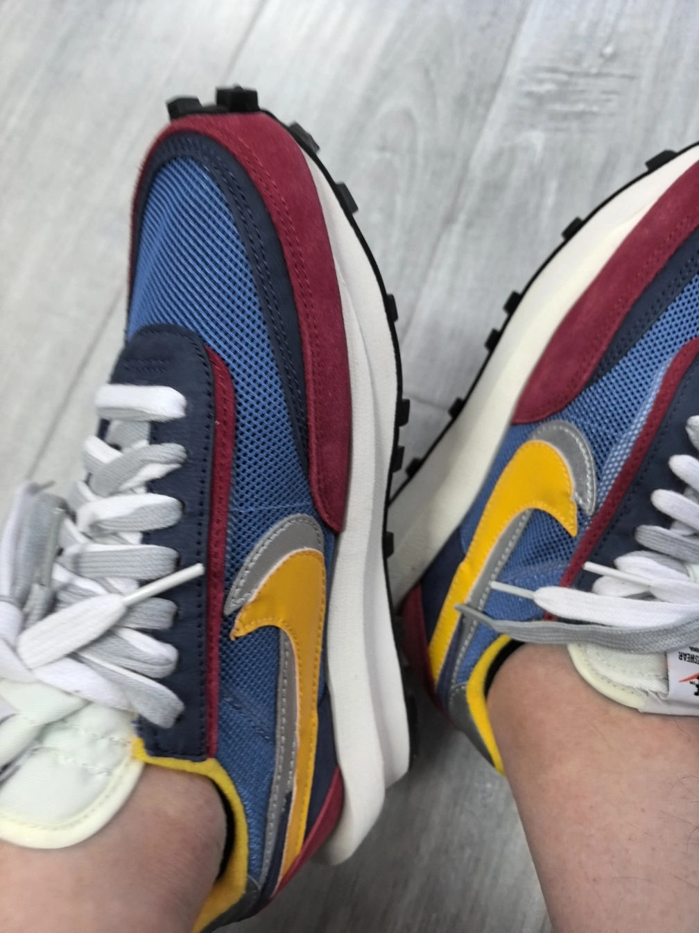 custom review-Sacai X Nike LDWaffle Low Повседневная обувь Унисекс Красная Синяя