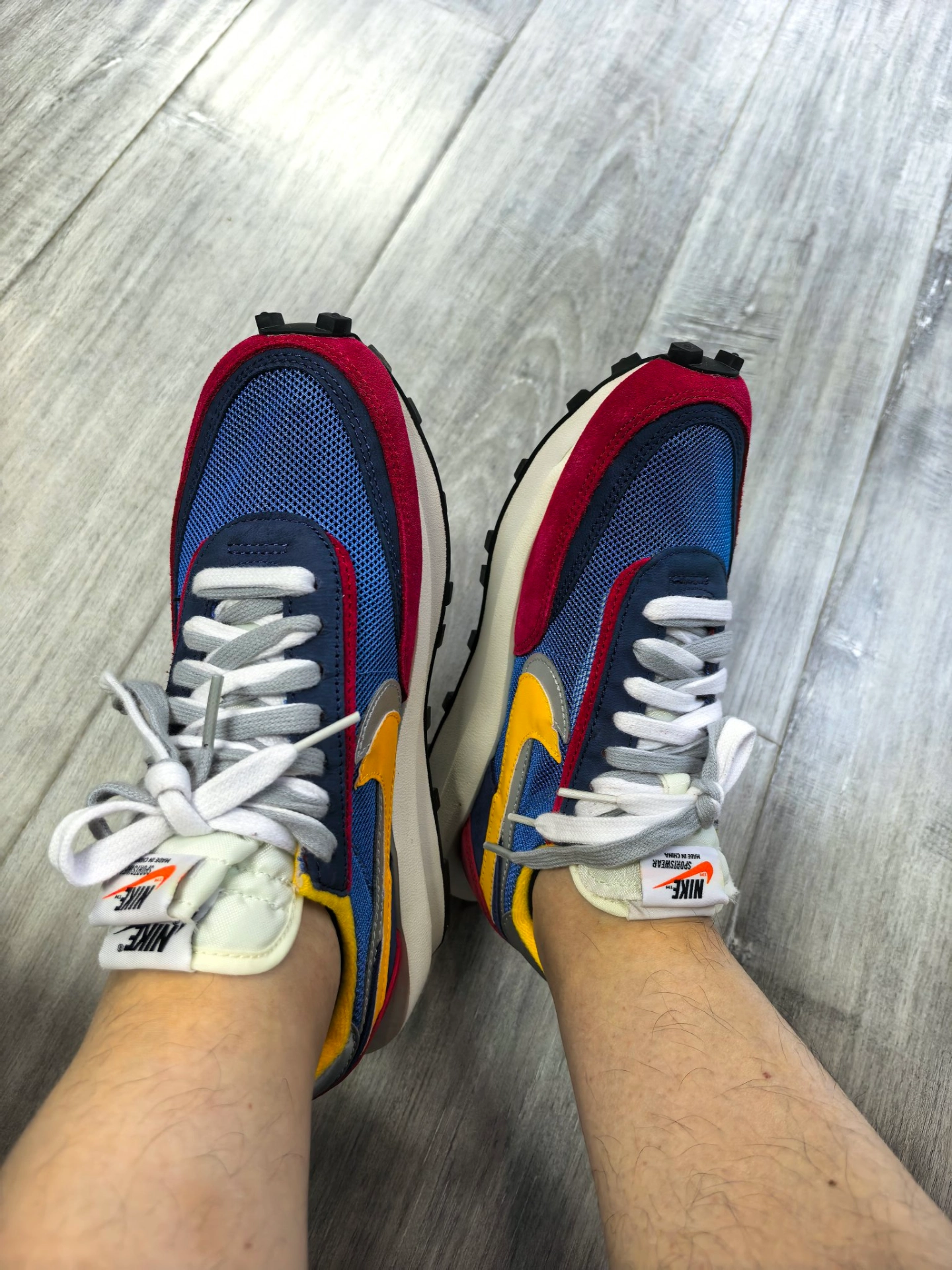 custom review-Sacai X Nike LDWaffle Low Повседневная обувь Унисекс Красная Синяя