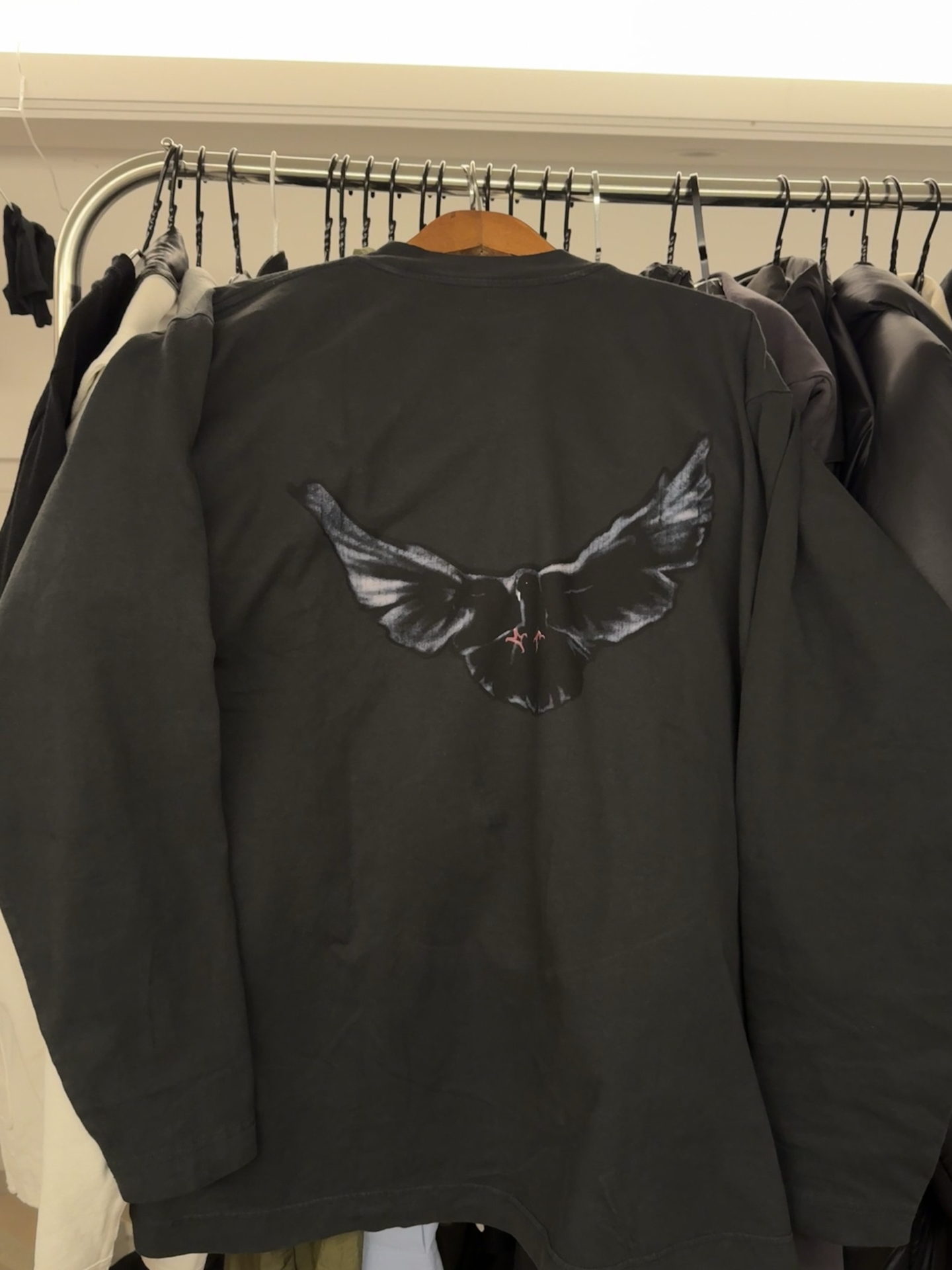 custom review-YEEZY x Gap X Balenciaga Dove Длинный рукав Т-рубашка Унисекс Черный