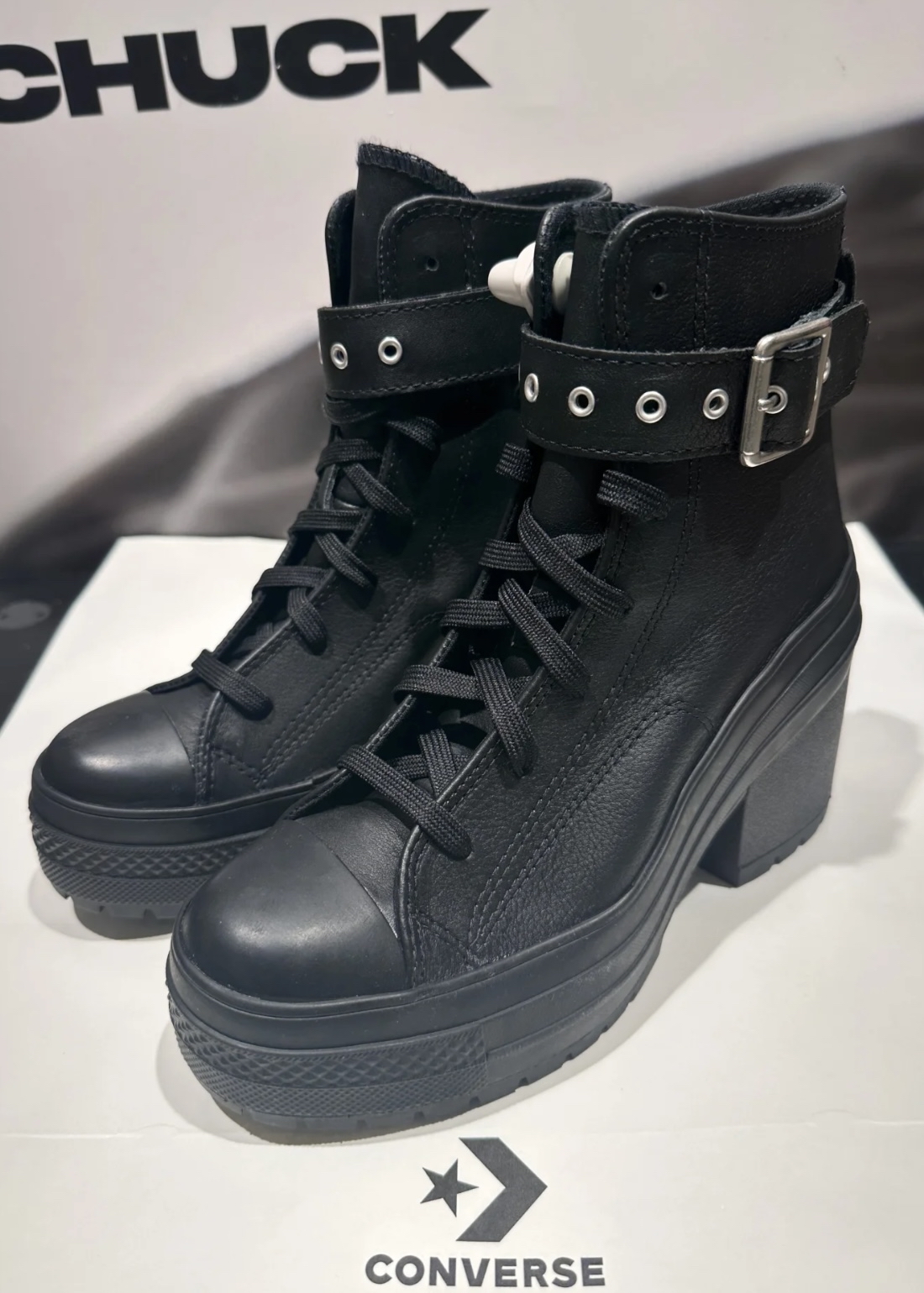 custom review-Converse Chuck 70 Грубый каблук Высокие каблуки Женские Черный