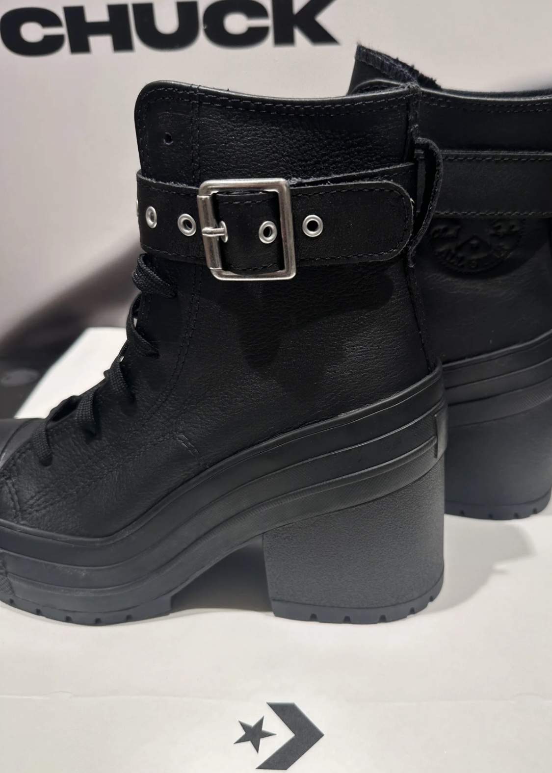 custom review-Converse Chuck 70 Грубый каблук Высокие каблуки Женские Черный