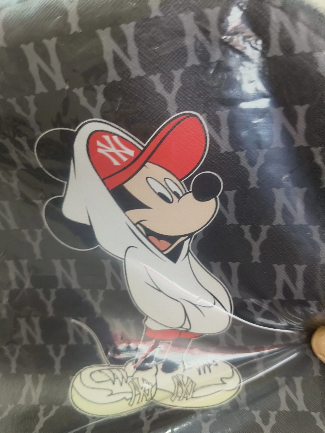 custom review-MLB Disney Коллаборация Искусственная кожа Полиэстер Рюкзак мини Унисекс Бежевый Черный