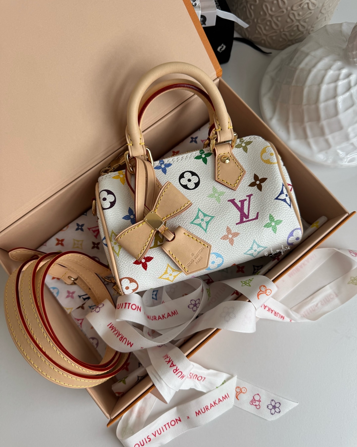 lv村上隆mini speedy白三彩