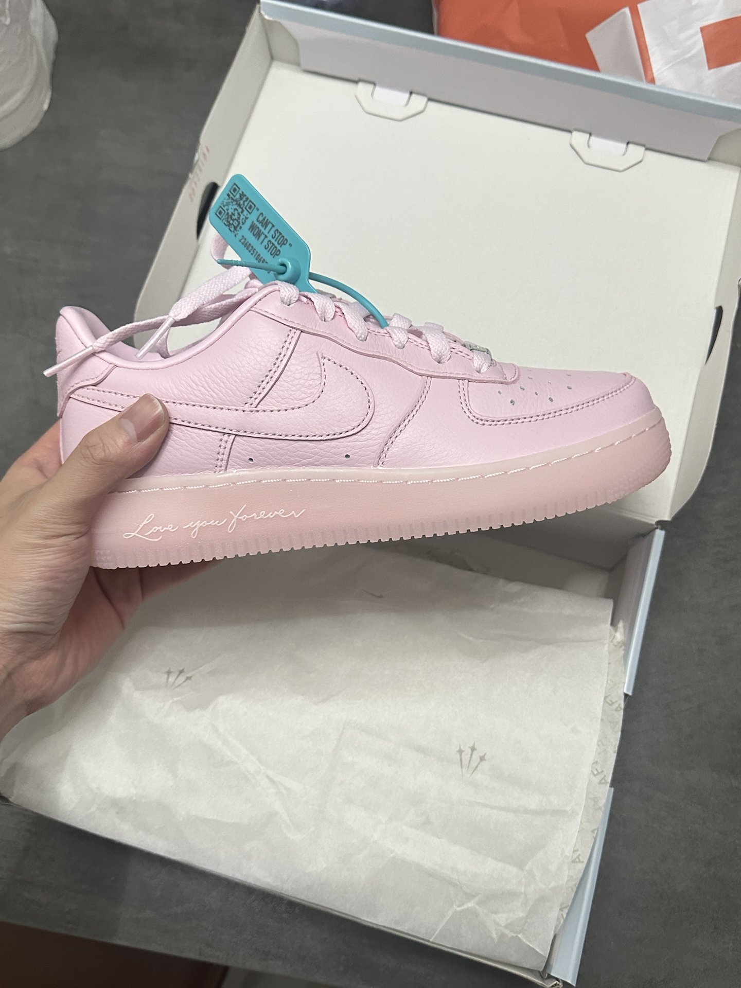 custom review-Drake NOCTA x Nike Air FORCE 1 Нижняя юбка Устойчивый к истиранию Низкий топ Детские повседневные кроссовки Розовый