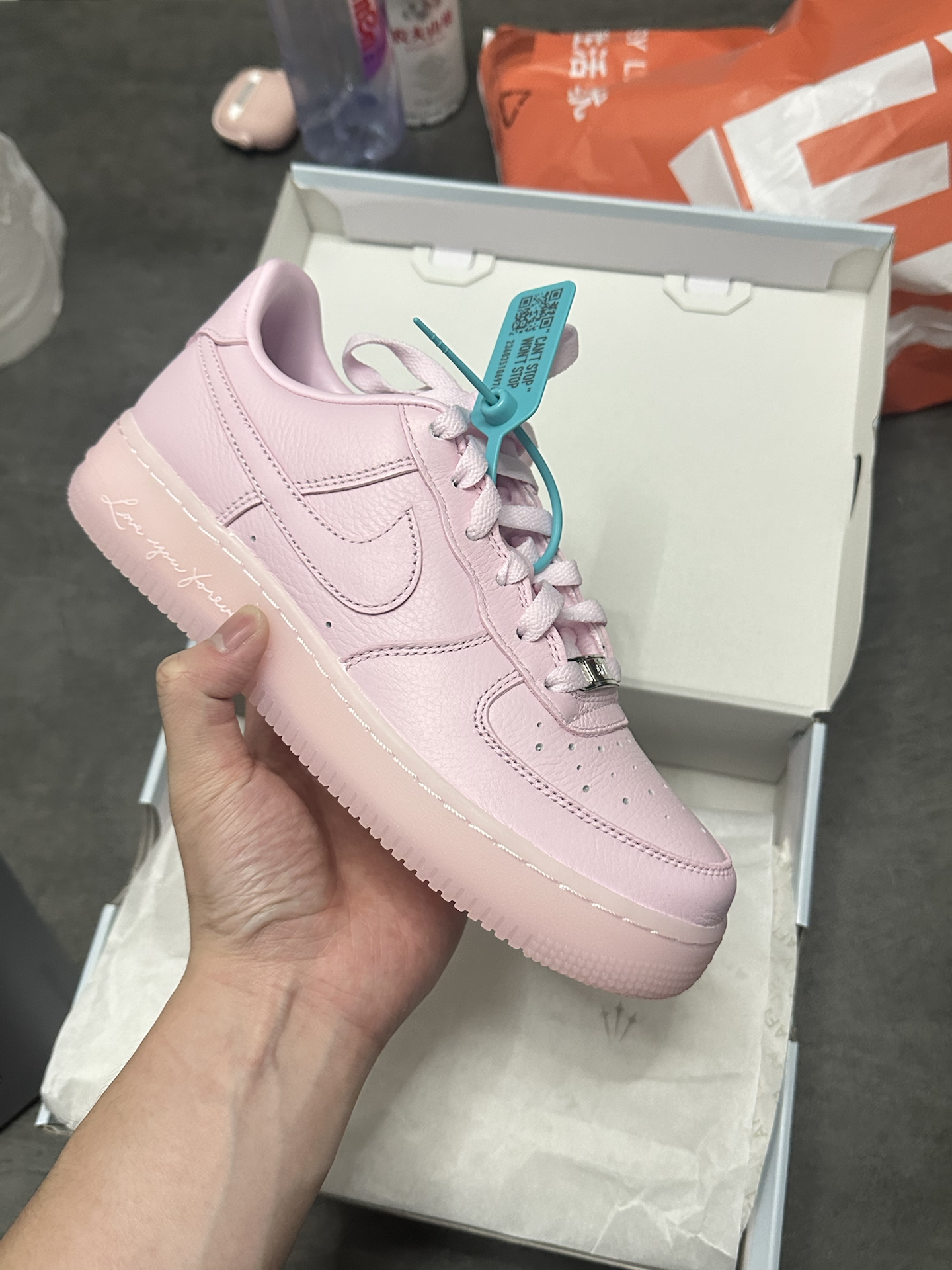 custom review-Drake NOCTA x Nike Air FORCE 1 Нижняя юбка Устойчивый к истиранию Низкий топ Детские повседневные кроссовки Розовый