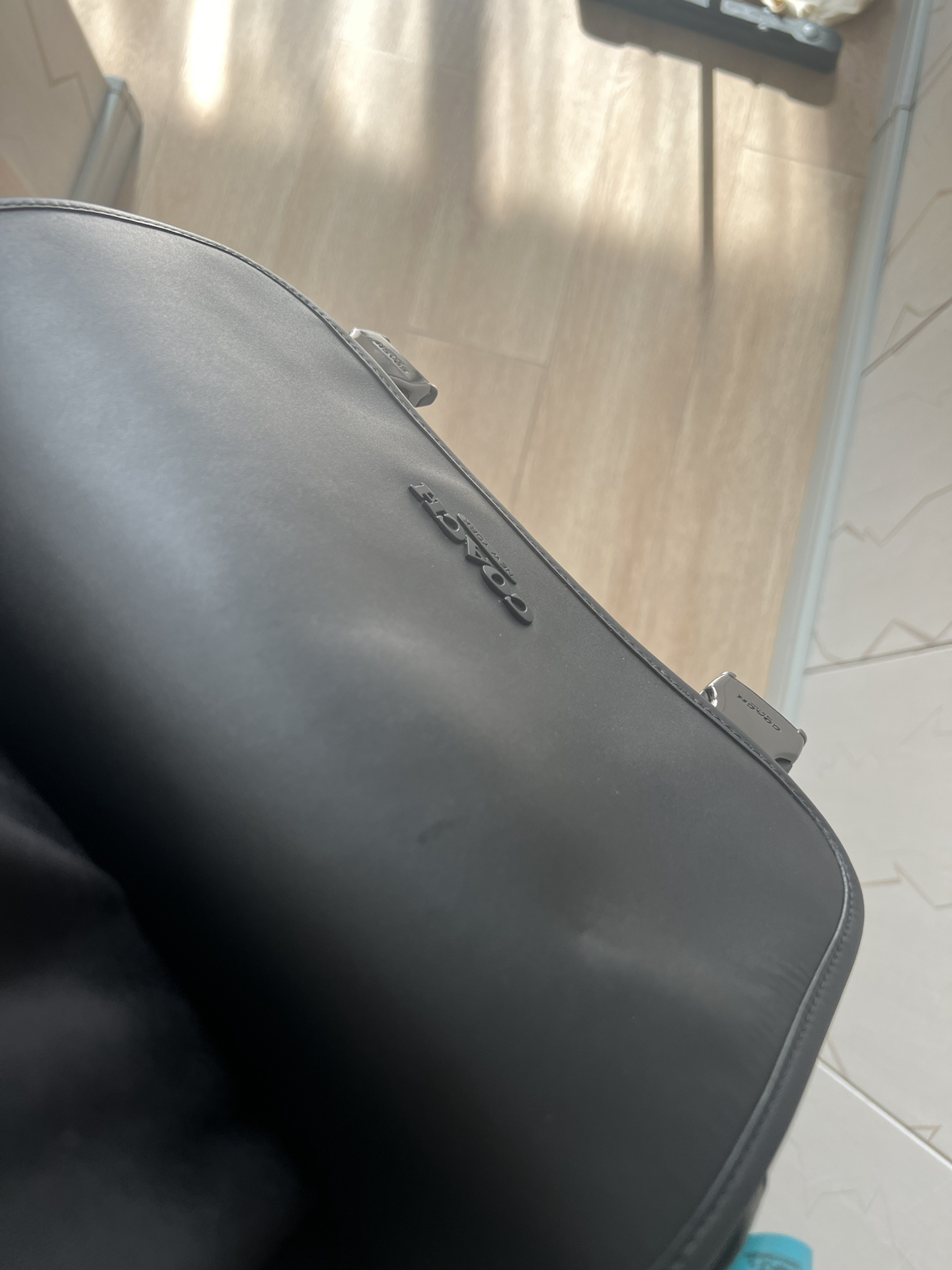 custom review-COACH Racer Покрытый холст с гладкой телячьей кожей курьерская сумка сумка через плечо мужская угольно-серый