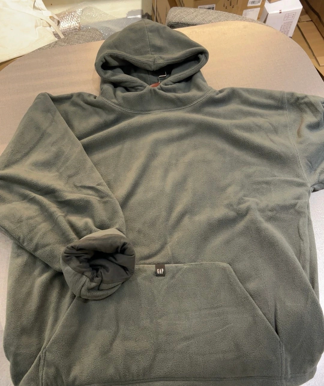 custom review-YEEZY x Gap X Balenciaga Темно-серый Polar Fleece Утепленный худи Свитшот Унисекс Темно-серый