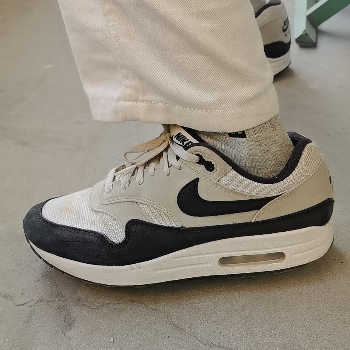 white air max with black check