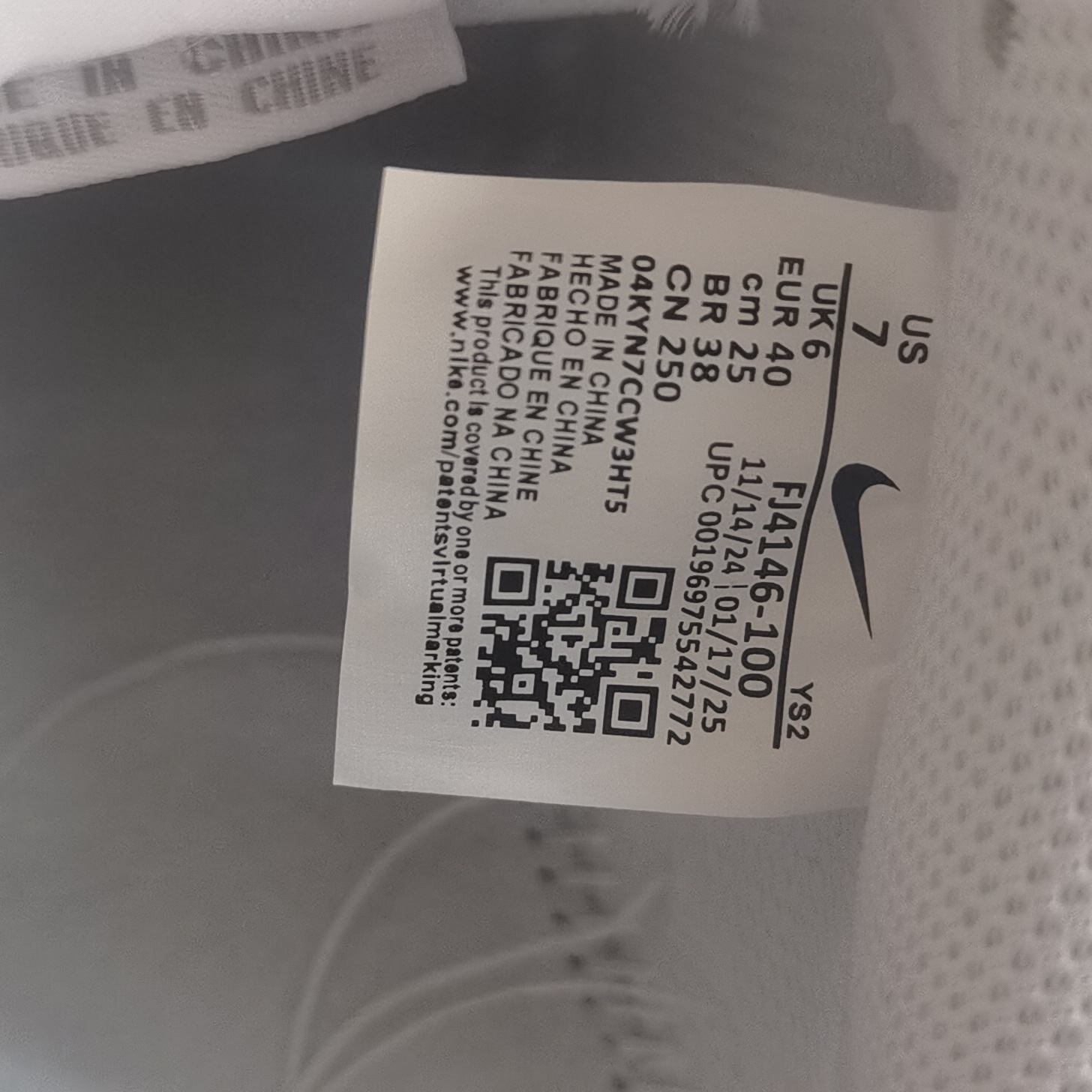 size chart for air force ones