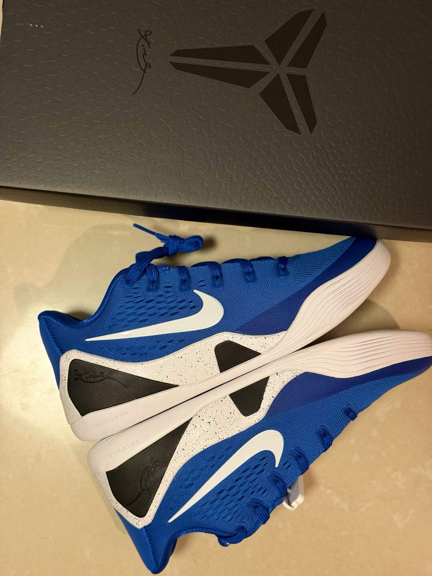 custom review-Nike Kobe 9 Slip Resistant Abrasion Resistant Низкие Баскетбольные Кроссовки Унисекс Blue
