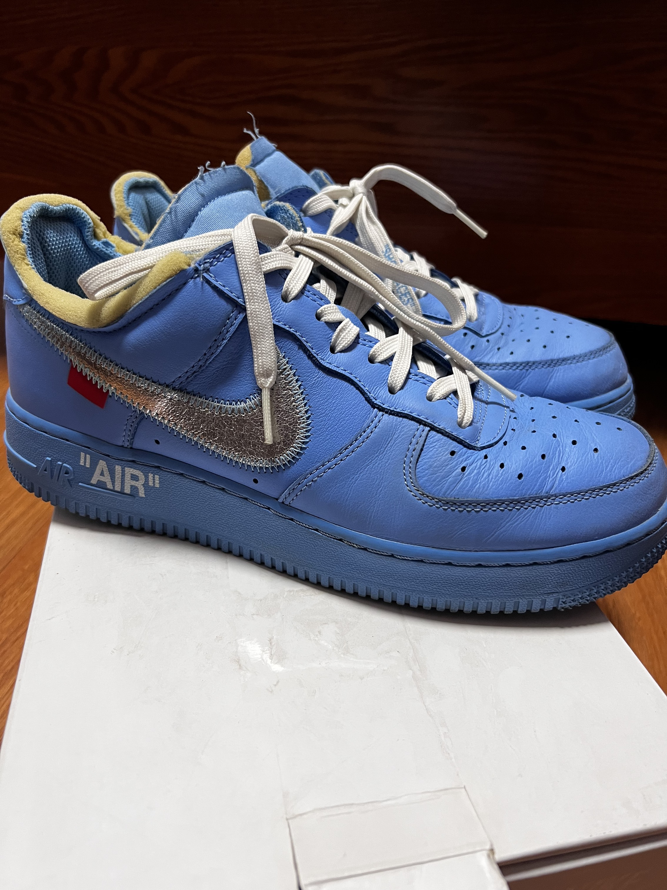 fake off white air force ones blue
