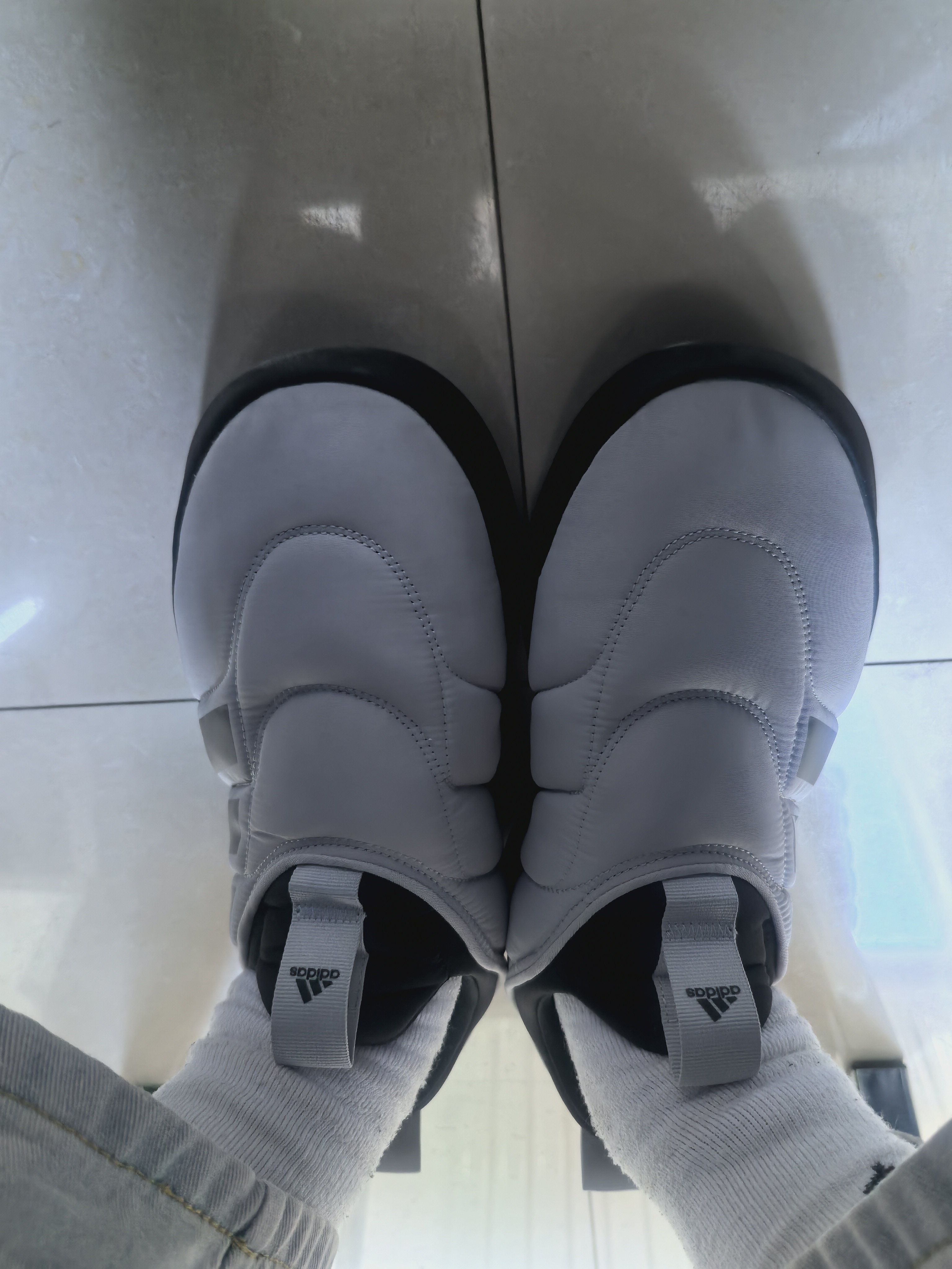 custom review-Adidas Adipuff Slip Resistant Abrasion Resistant Низкий Топ Casual Унисекс Серый Черный