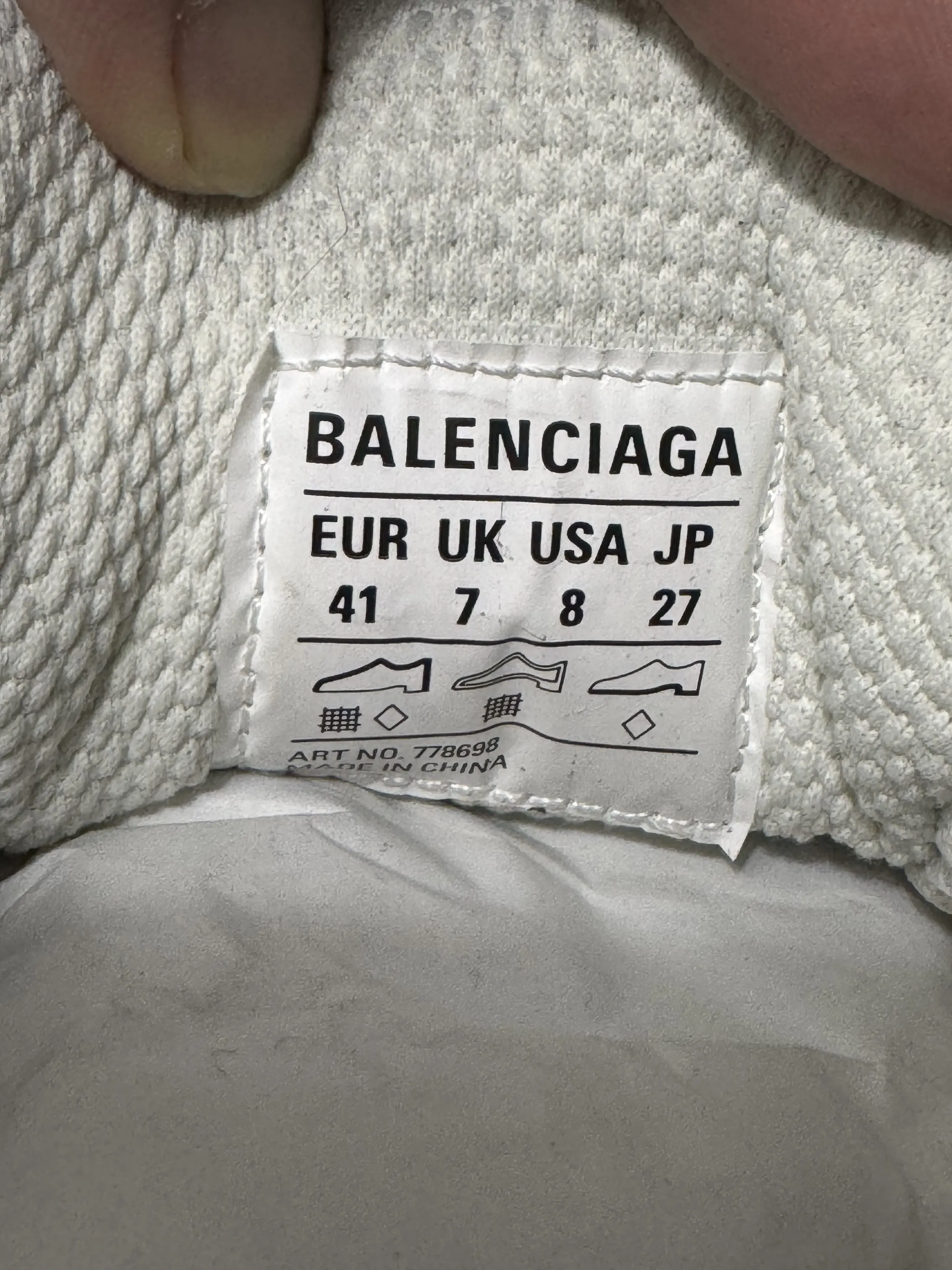 Balenciaga Light Gray Interior Label (used) Balenciaga Light Up Track 2.0 Sneakers – Justin Reed main image 4