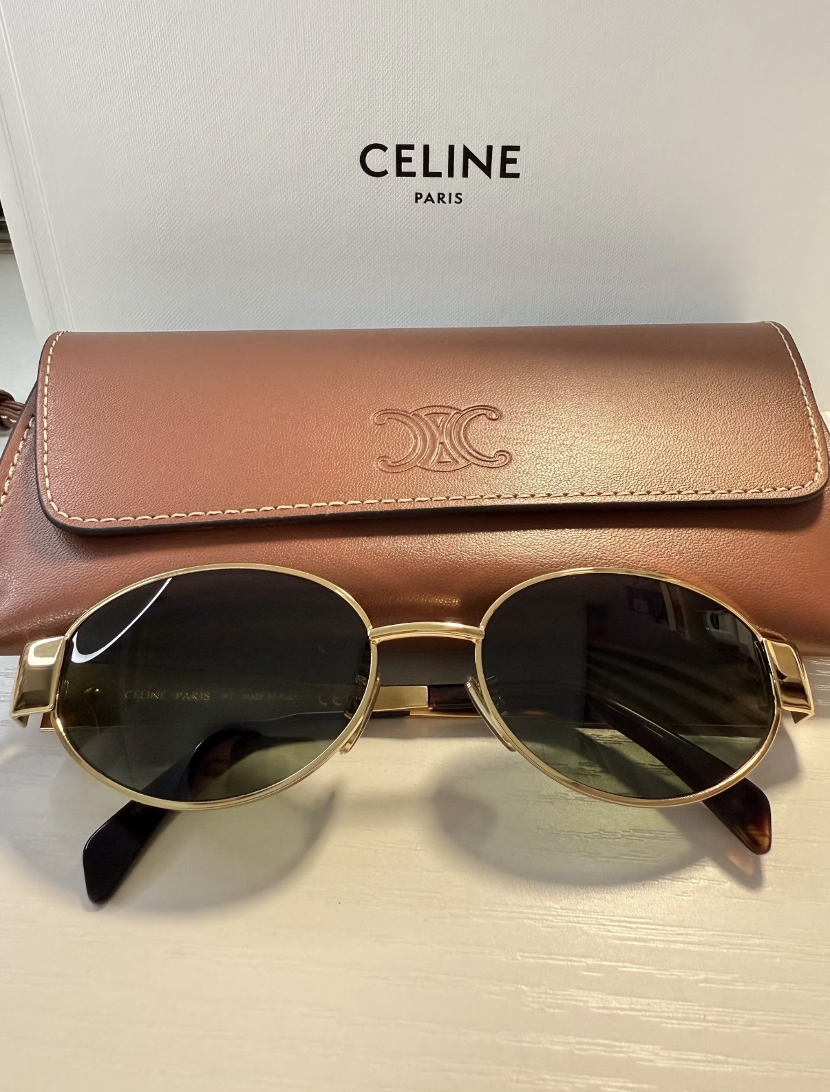 custom review-CELINE Солнцезащитные очки OVAL с металлическим покрытием унисекс