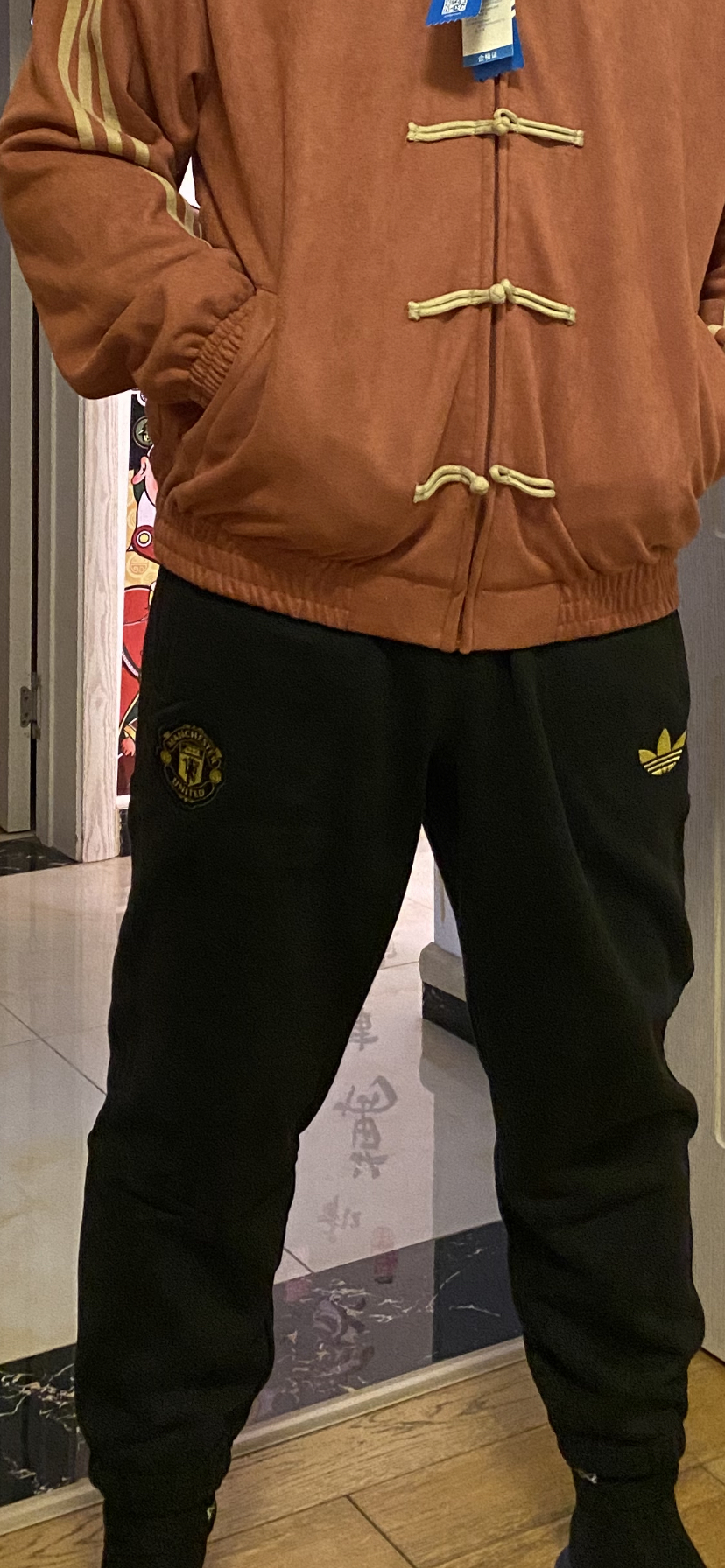 custom review-Adidas Originals Manchester United Утеплённые Штаны Мужские Чёрные