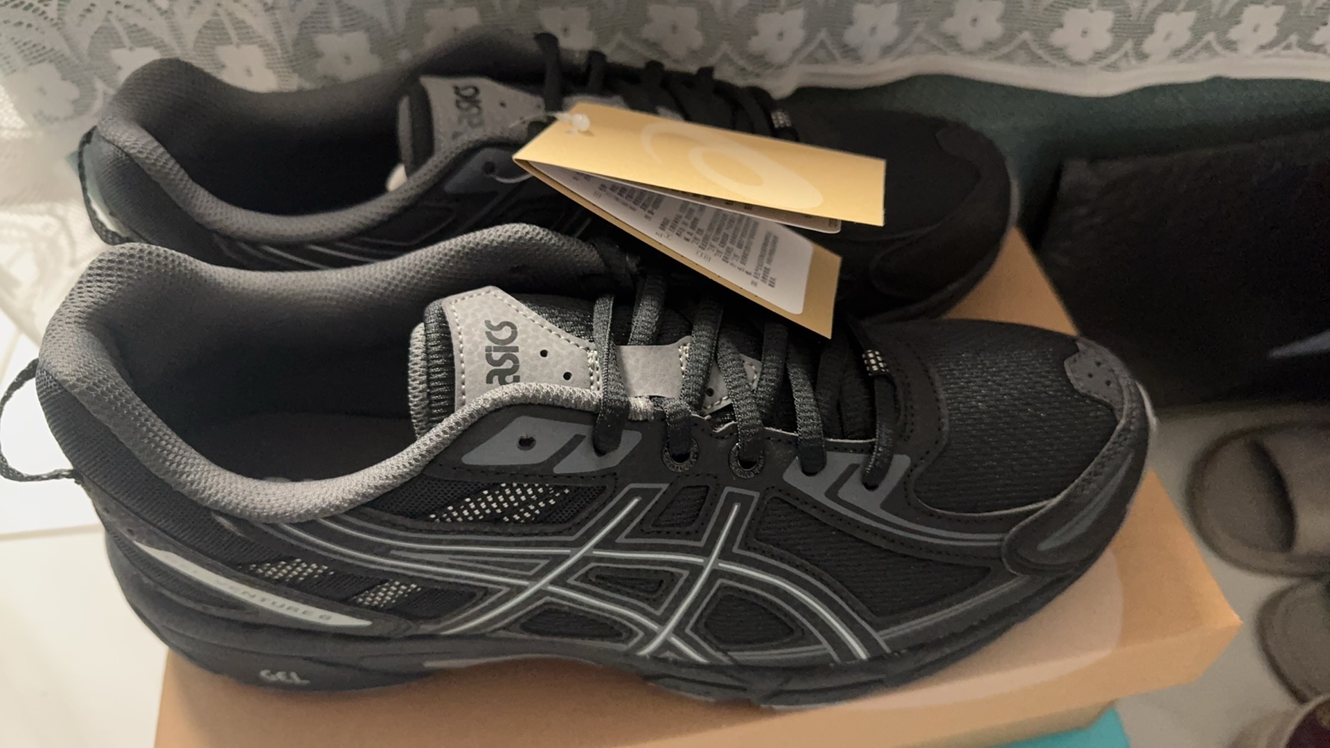custom review-Asics Gel Venture 6 Износостойкий Дышащий Верх Беговые кроссовки Унисекс Черные